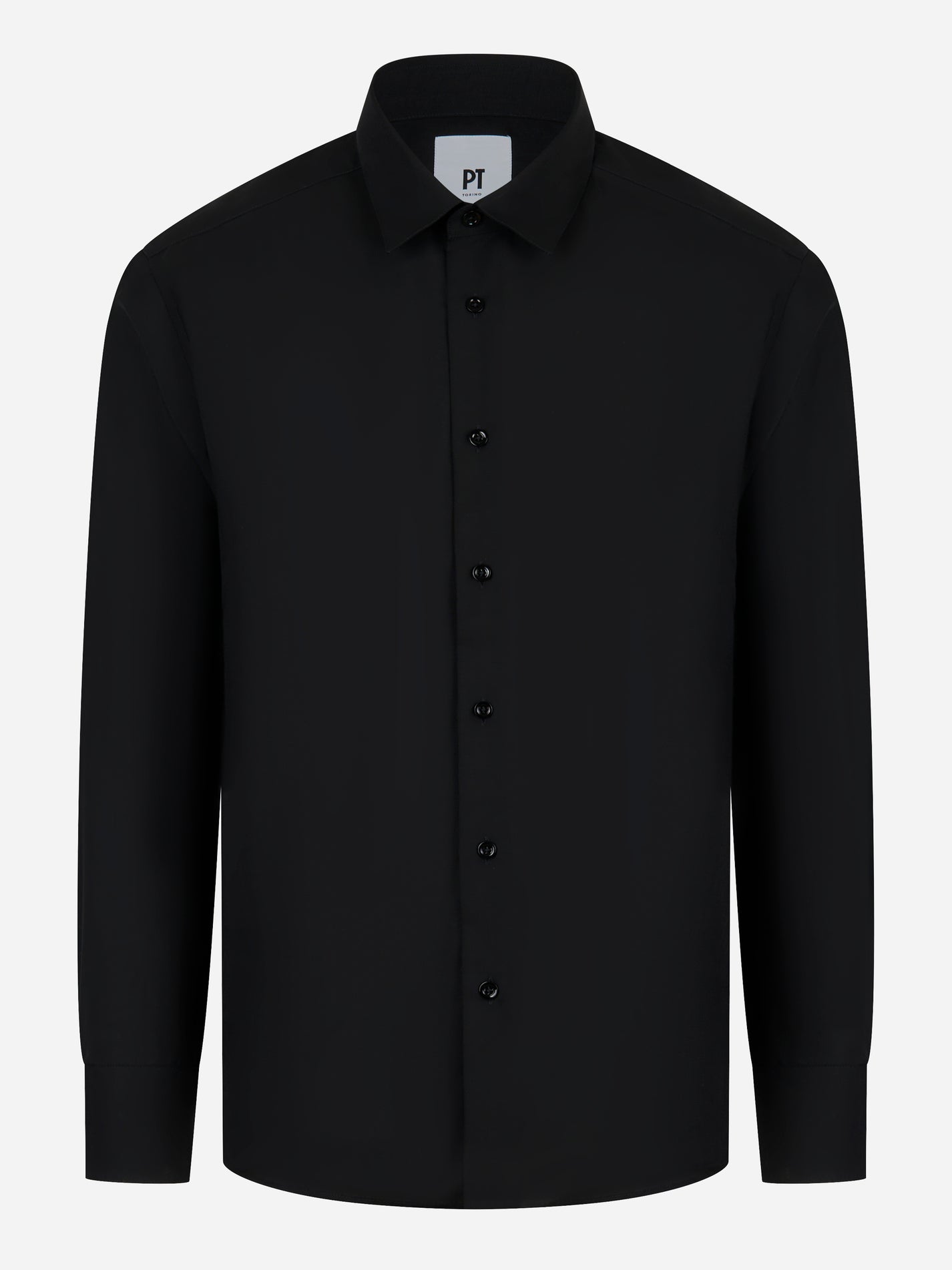 Camicia regular nera in lana vergine PT Torino - fronte