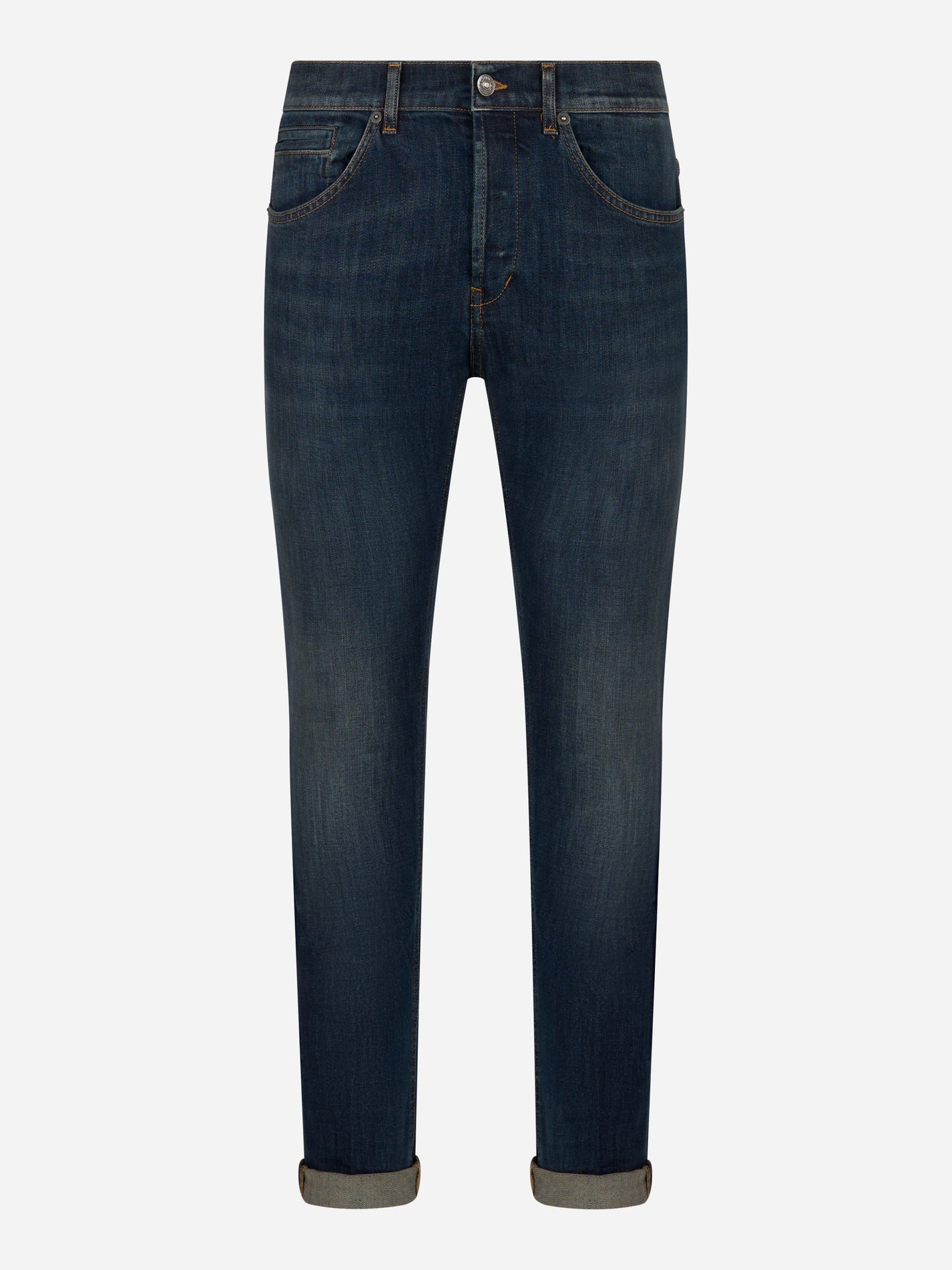 Jeans George skinny fit in denim blu stretch con risvolto - fronte
