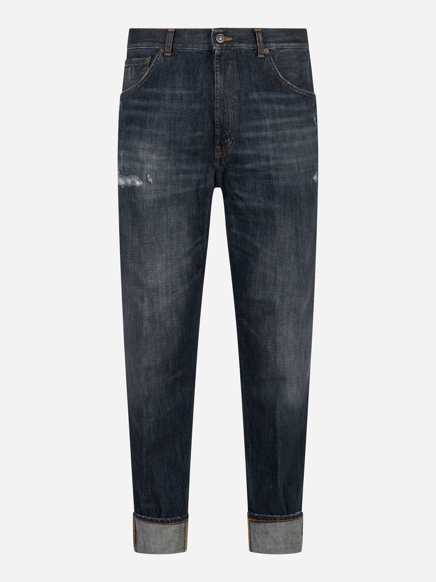 Jeans Dondup modello Paco loose in denim blu effetto used - fronte