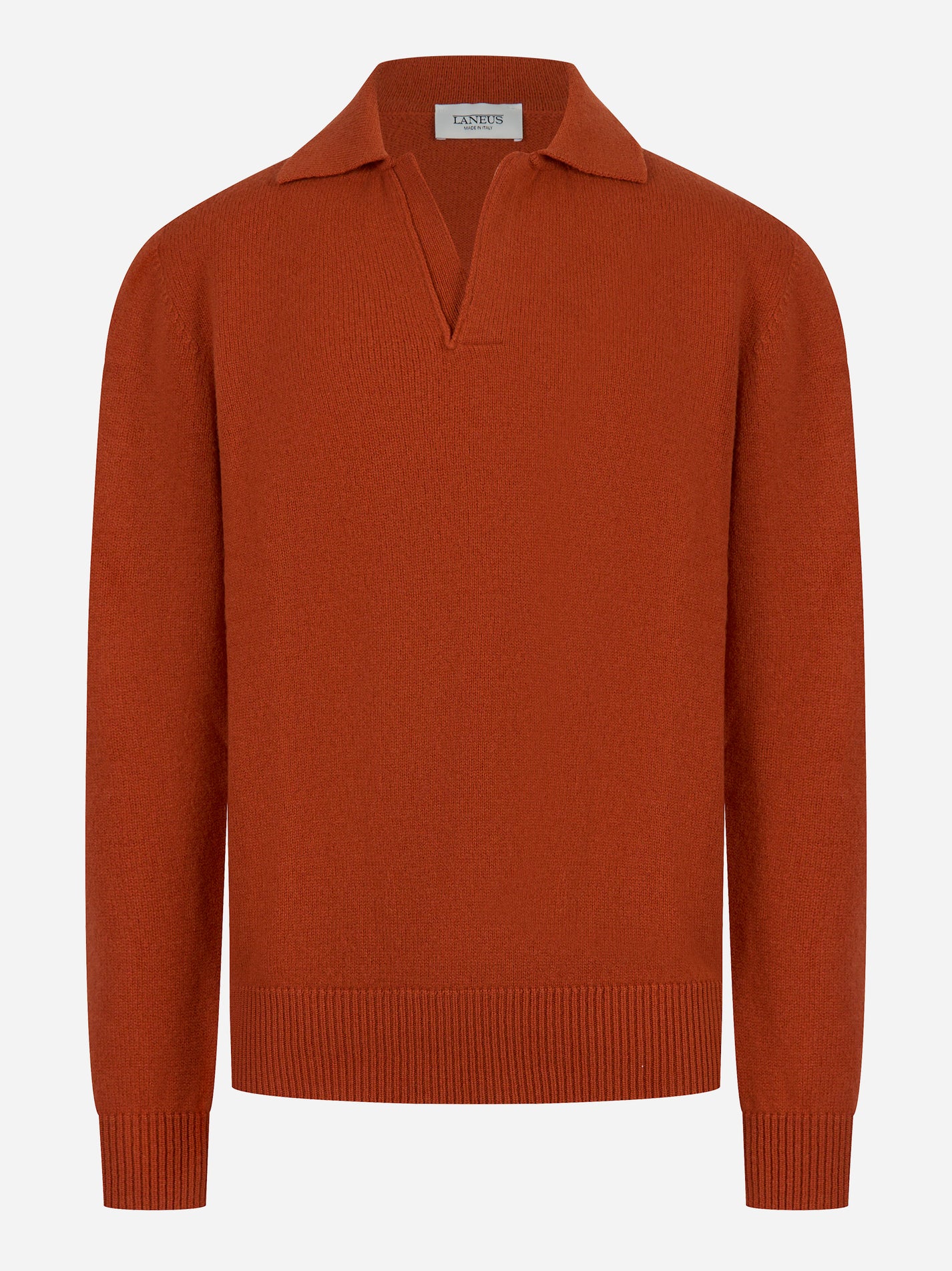 Polo ruggine in lana merinos e cashmere LANEUS fronte