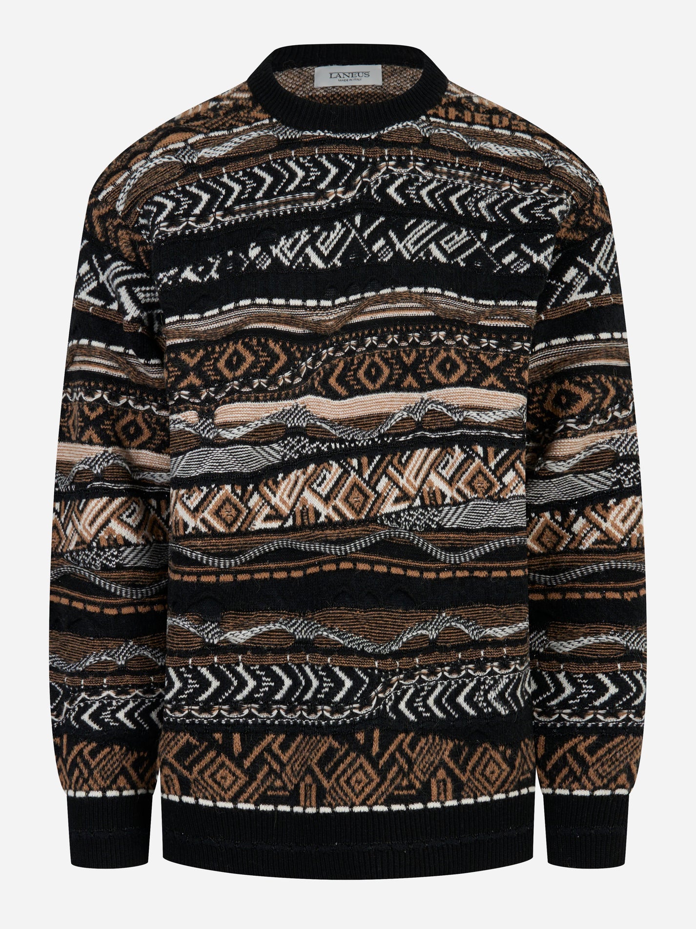 Maglia jacquard nera multicolor Laneus fronte