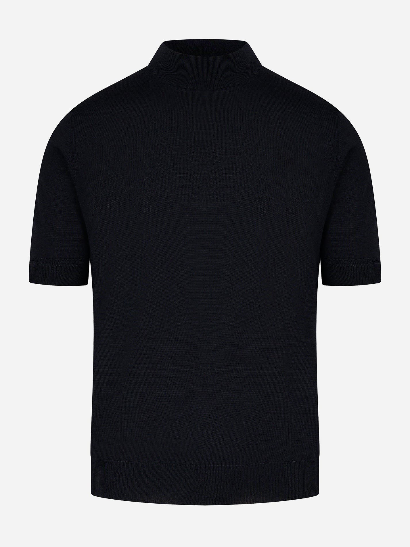 Maglia lupetto in lana merinos blu PT TORINO fronte