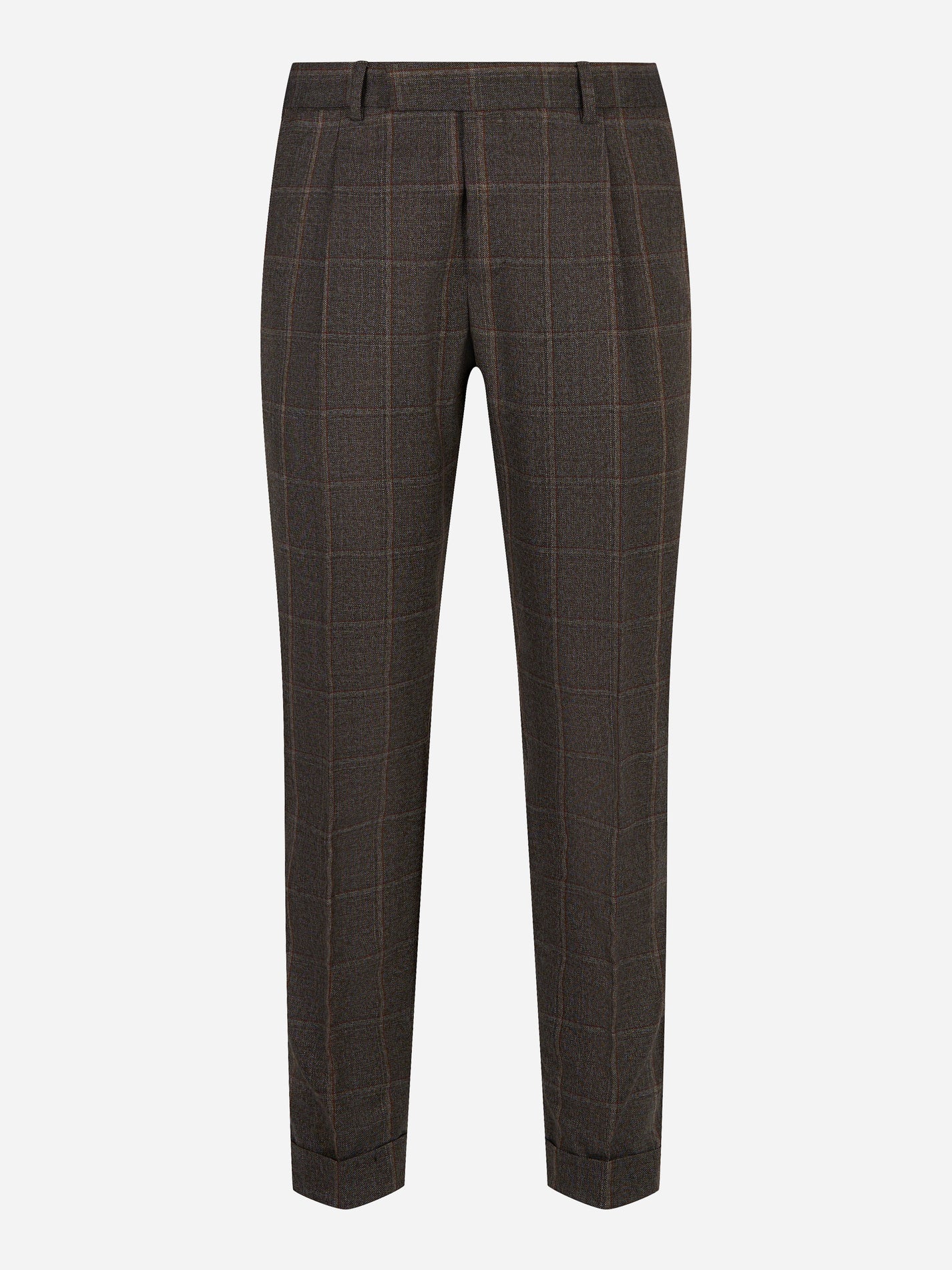 Pantalone PT TORINO Rebel carrot fit con motivo check marrone, vista frontale