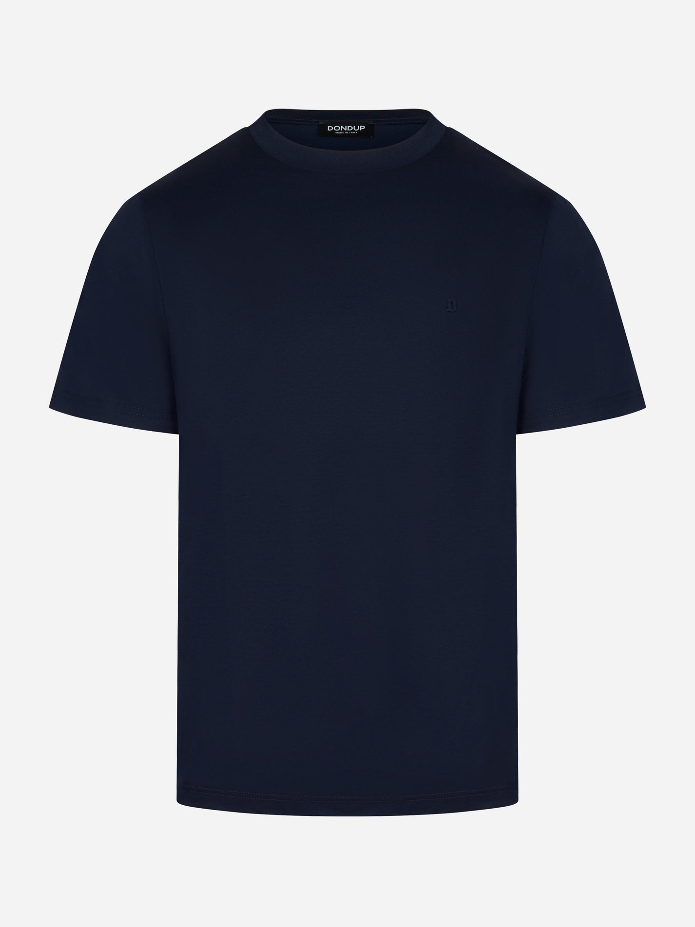T-shirt in cotone blu navy con logo tono su tono Dondup - fronte