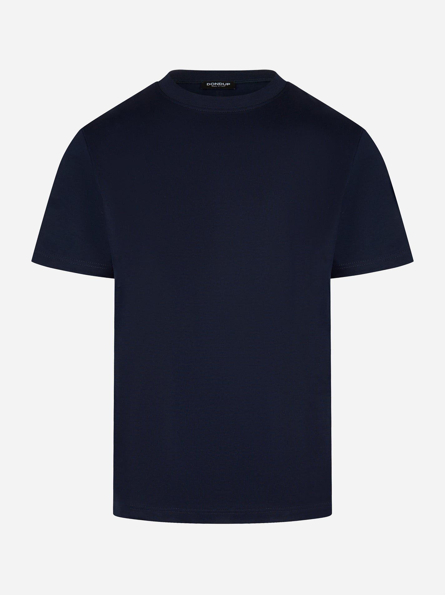 T-shirt blu navy in cotone con logo tono su tono Dondup - fronte