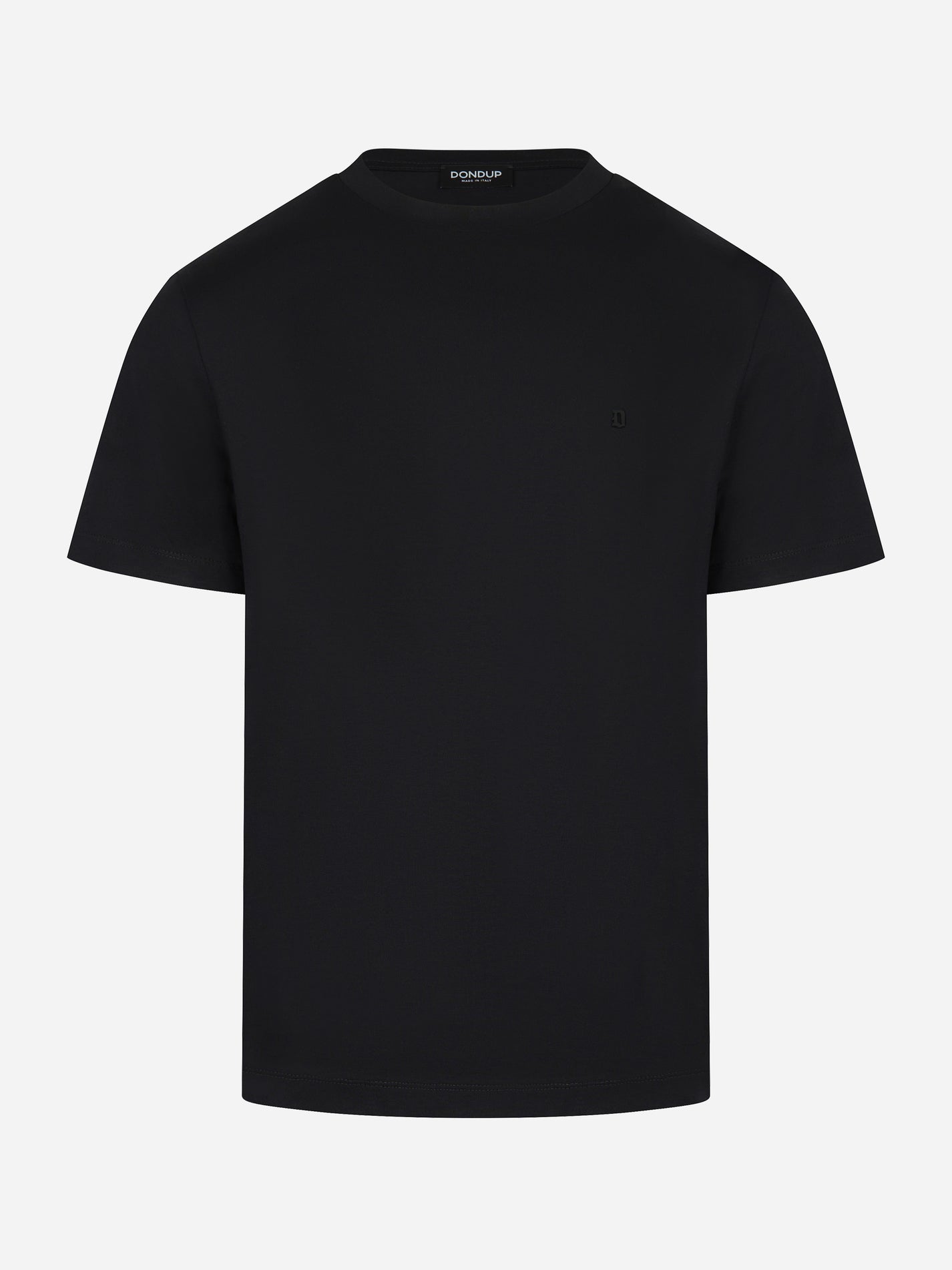 T-shirt nera in cotone con logo tono su tono Dondup vista frontale