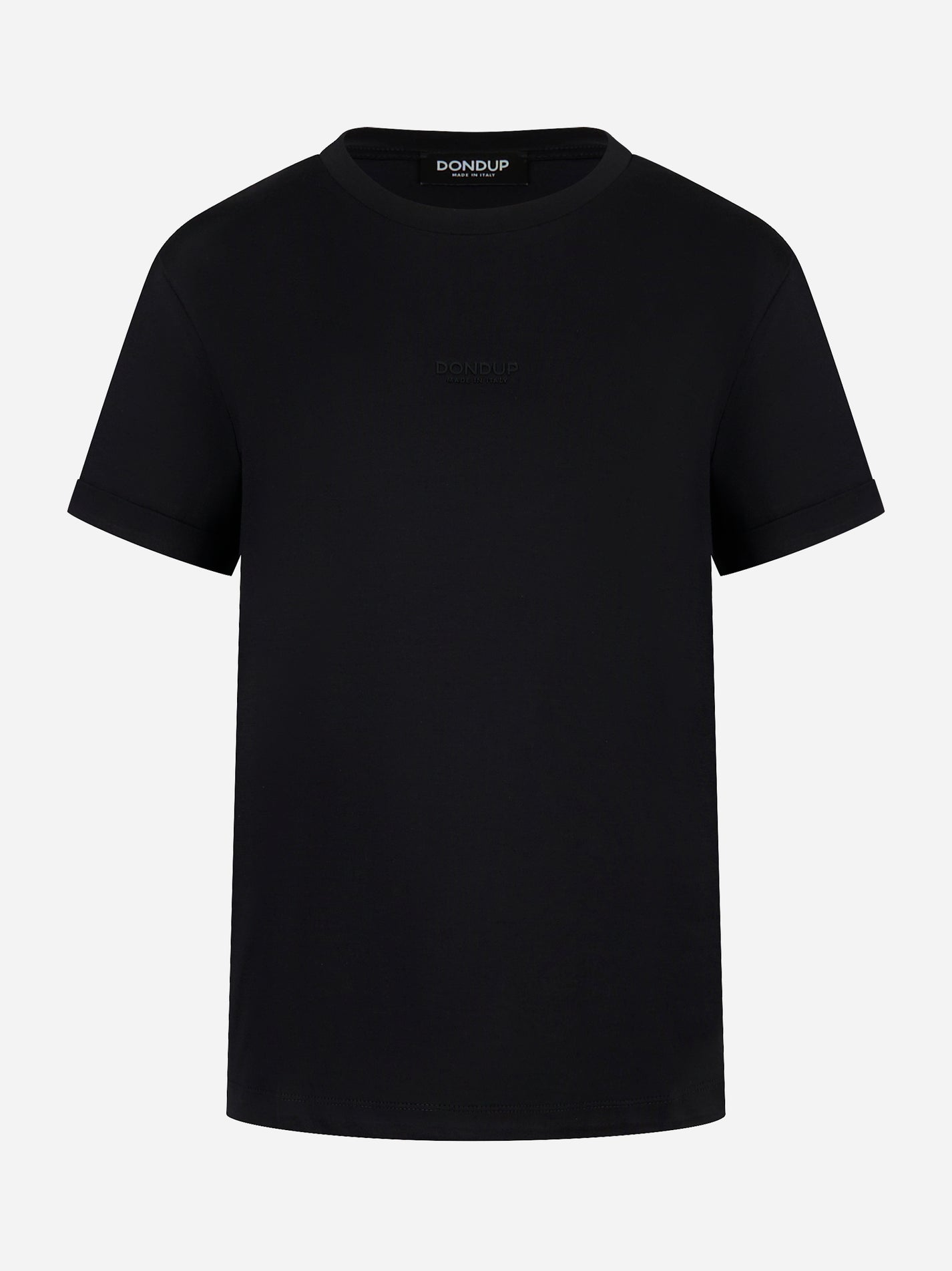 T-shirt nera con logo tono su tono Dondup - fronte