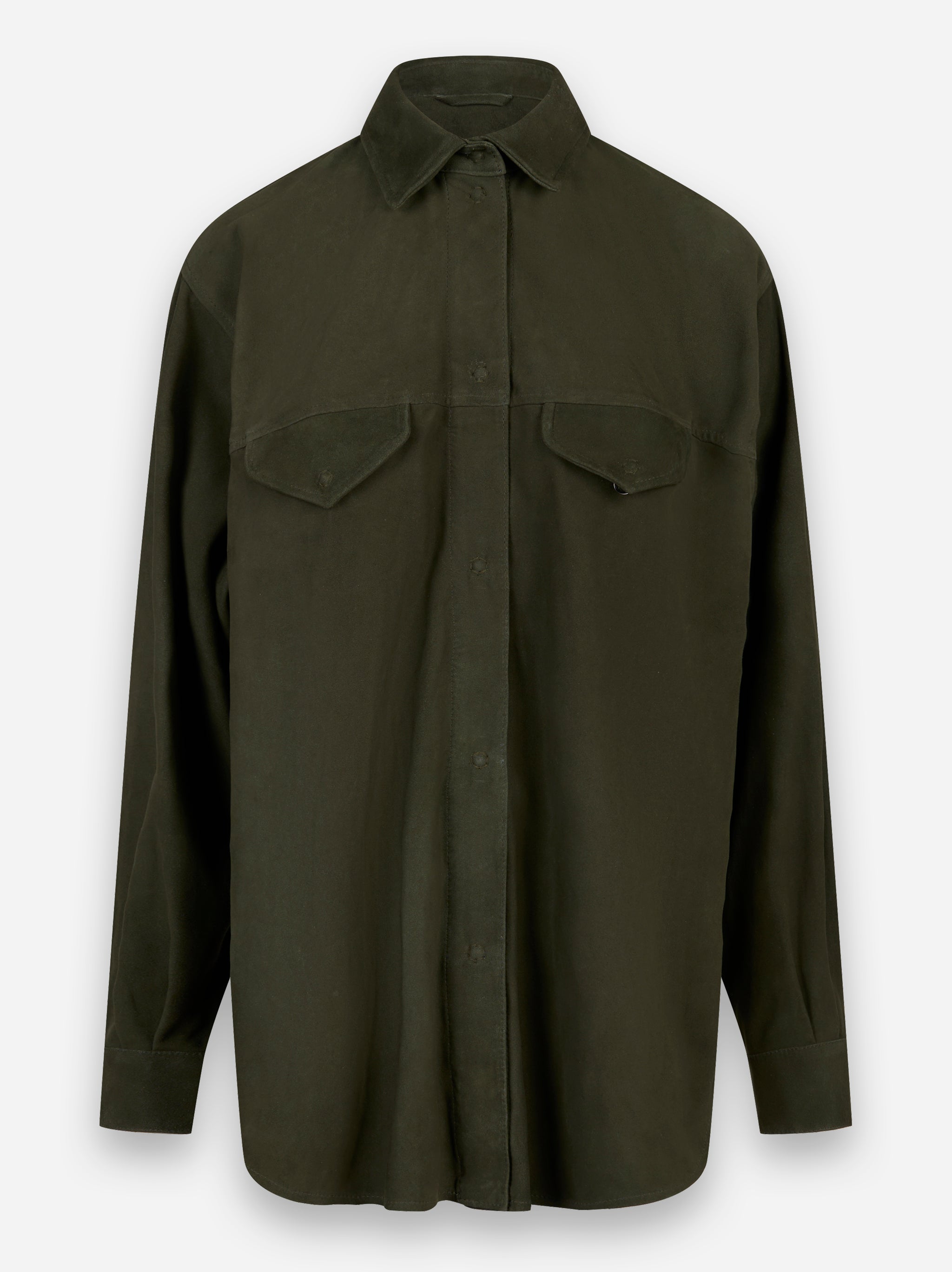 Camicia over in suede Verde