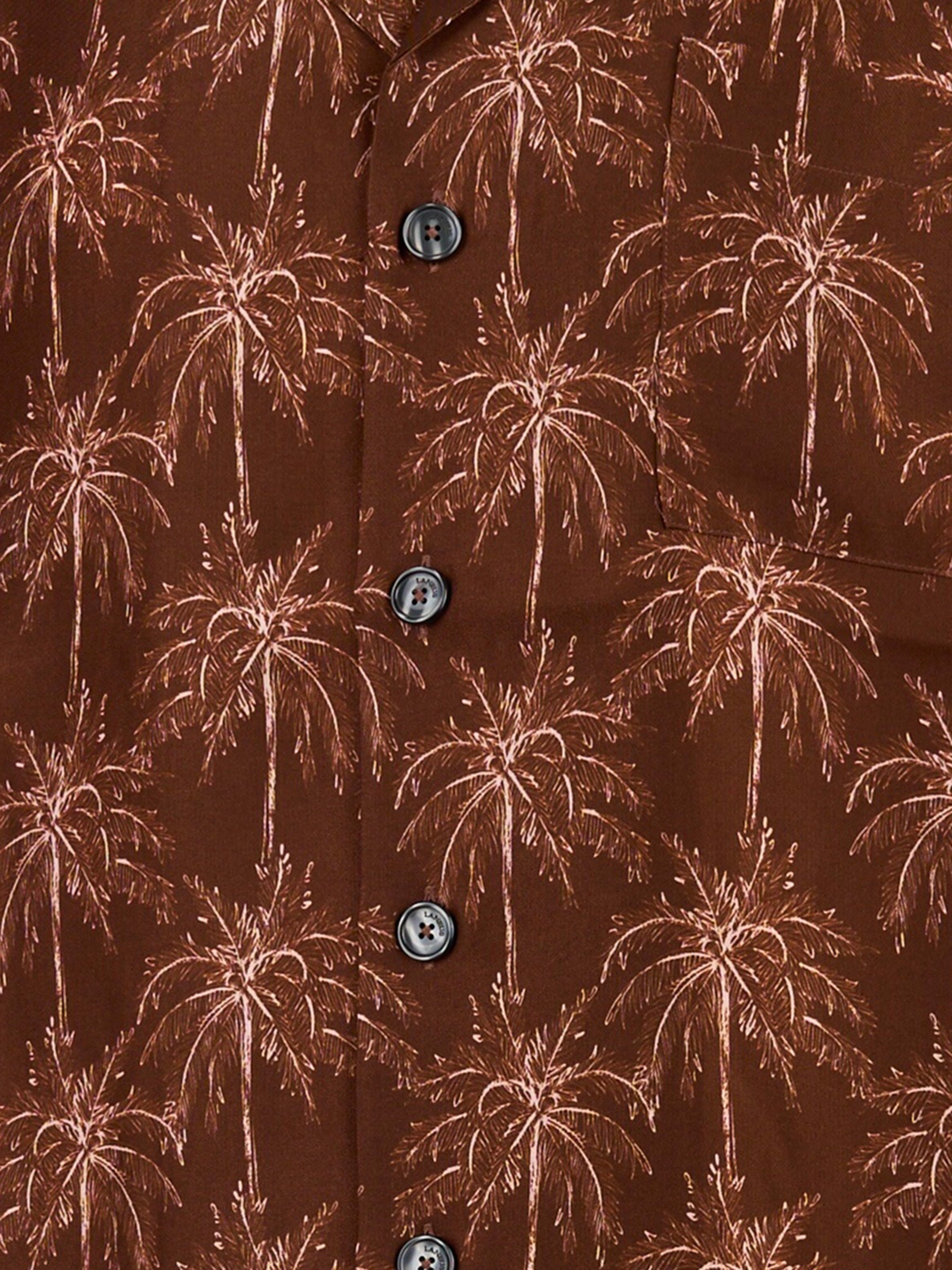 Camicia bowling con motivo a fiori Marrone