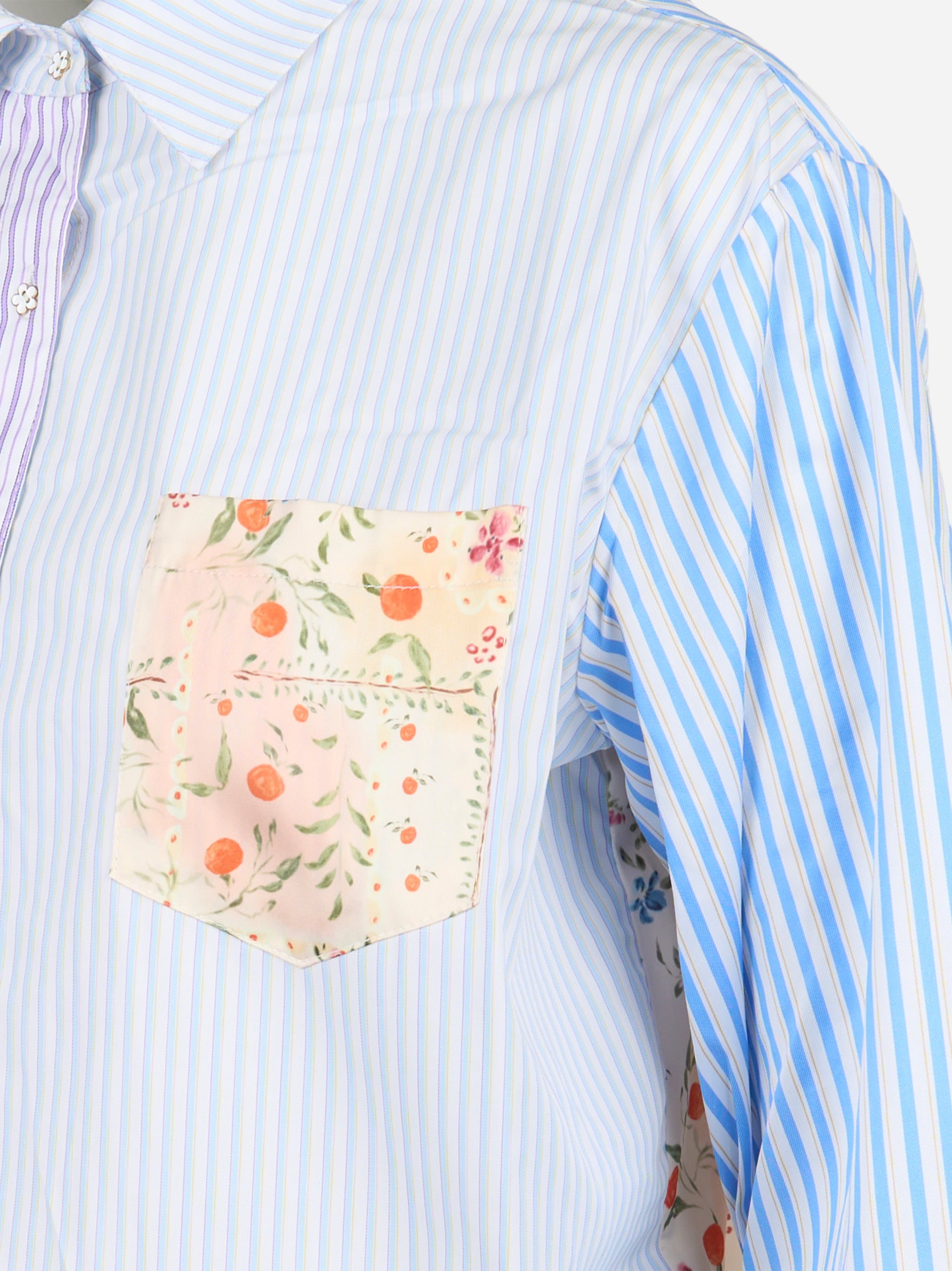 Camicia cropped patchwork Blu