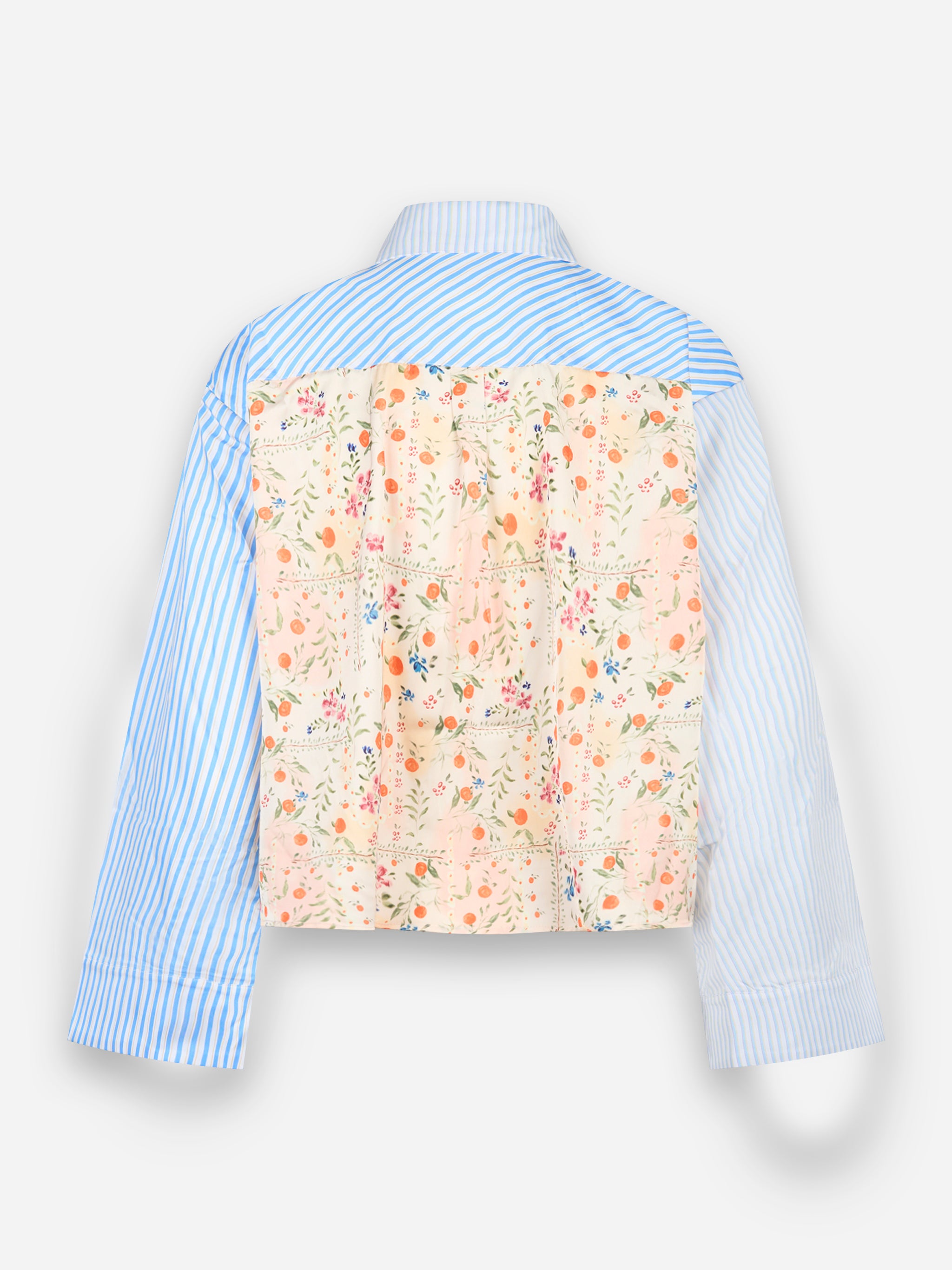 Camicia cropped patchwork Blu