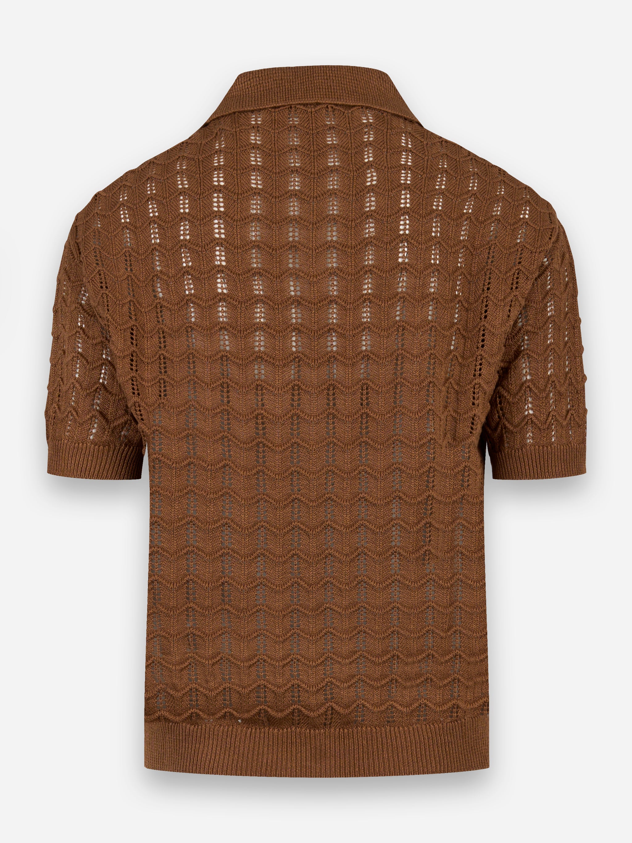 Polo manica corta oversize in lino e cotone Marrone