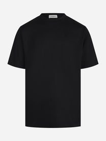 T-shirt girocollo oversize in cotone nero con ricamo
