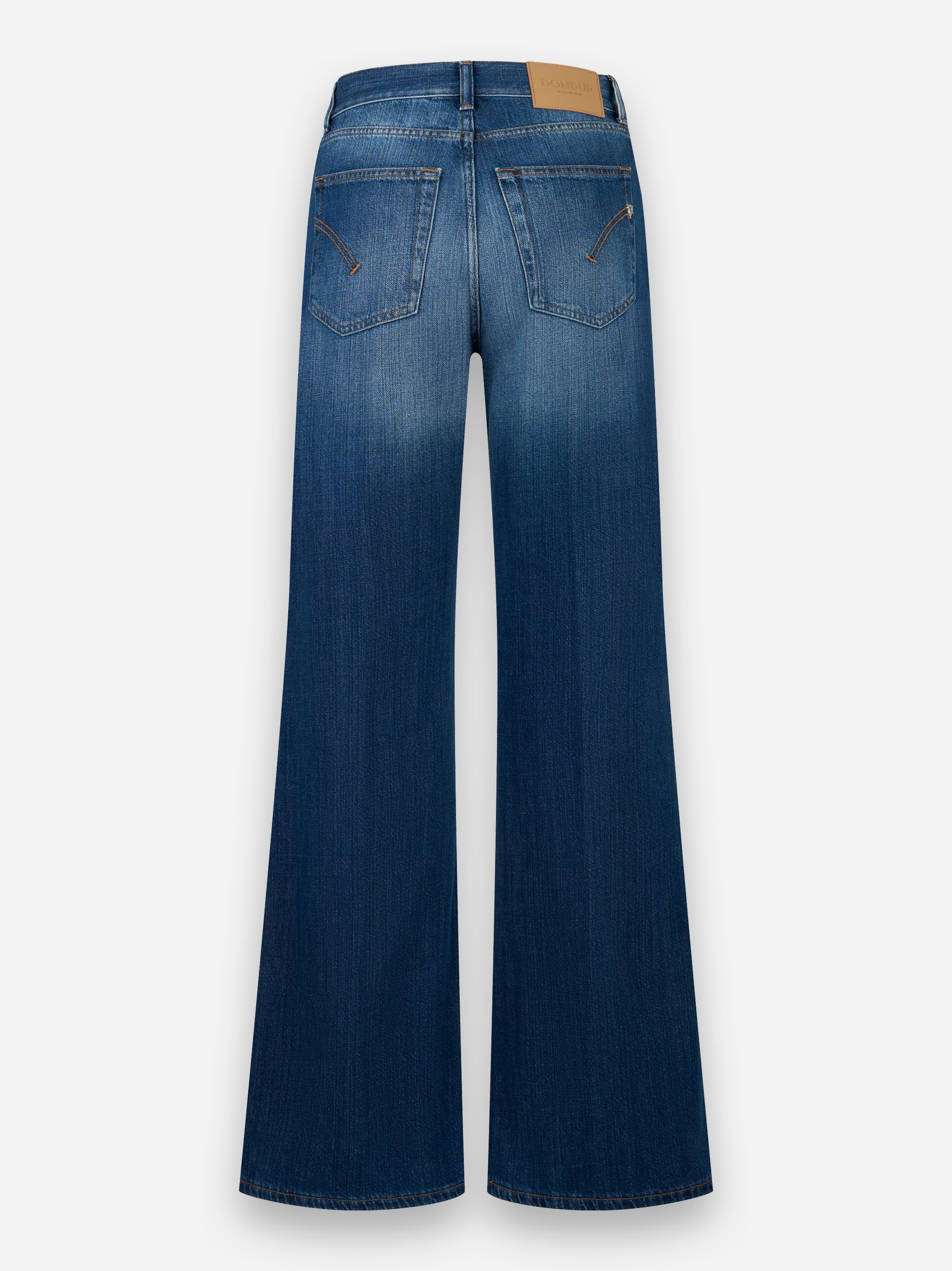 Jeans Amber wide leg in denim fermo Blu