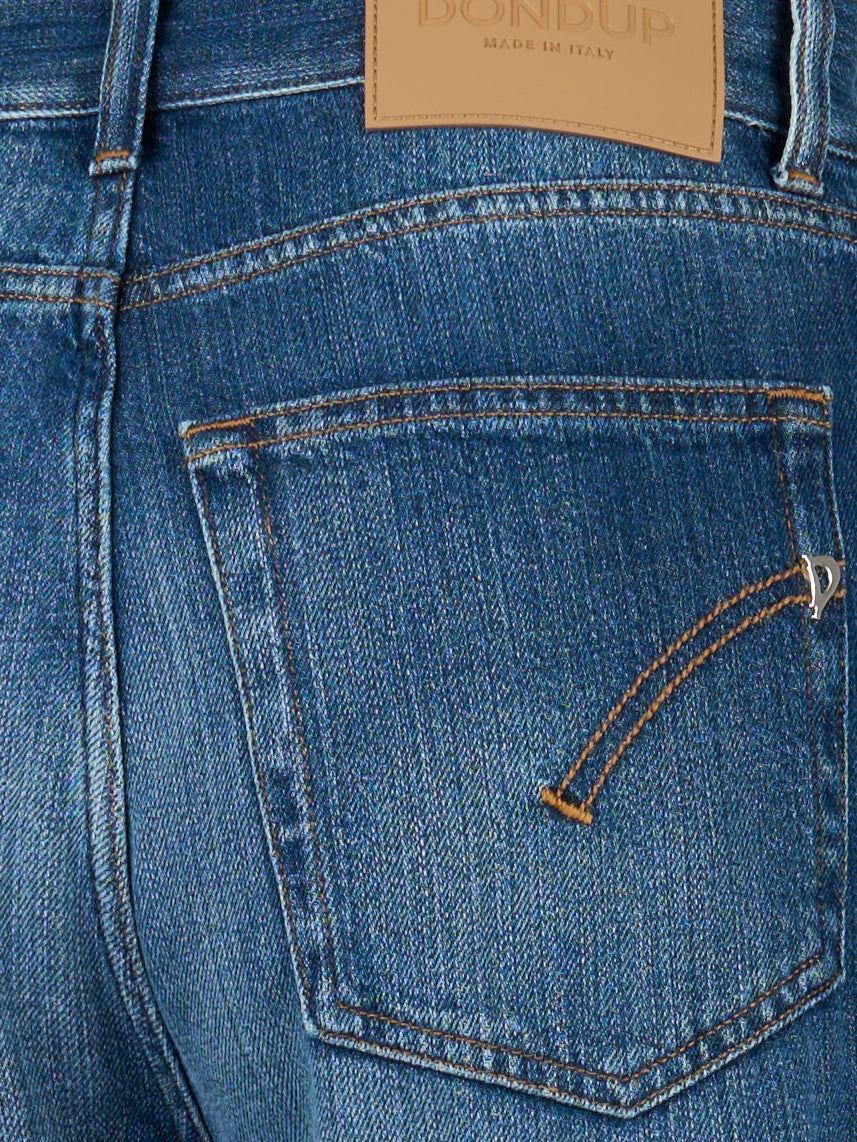 Jeans Amber wide leg in denim fermo Blu
