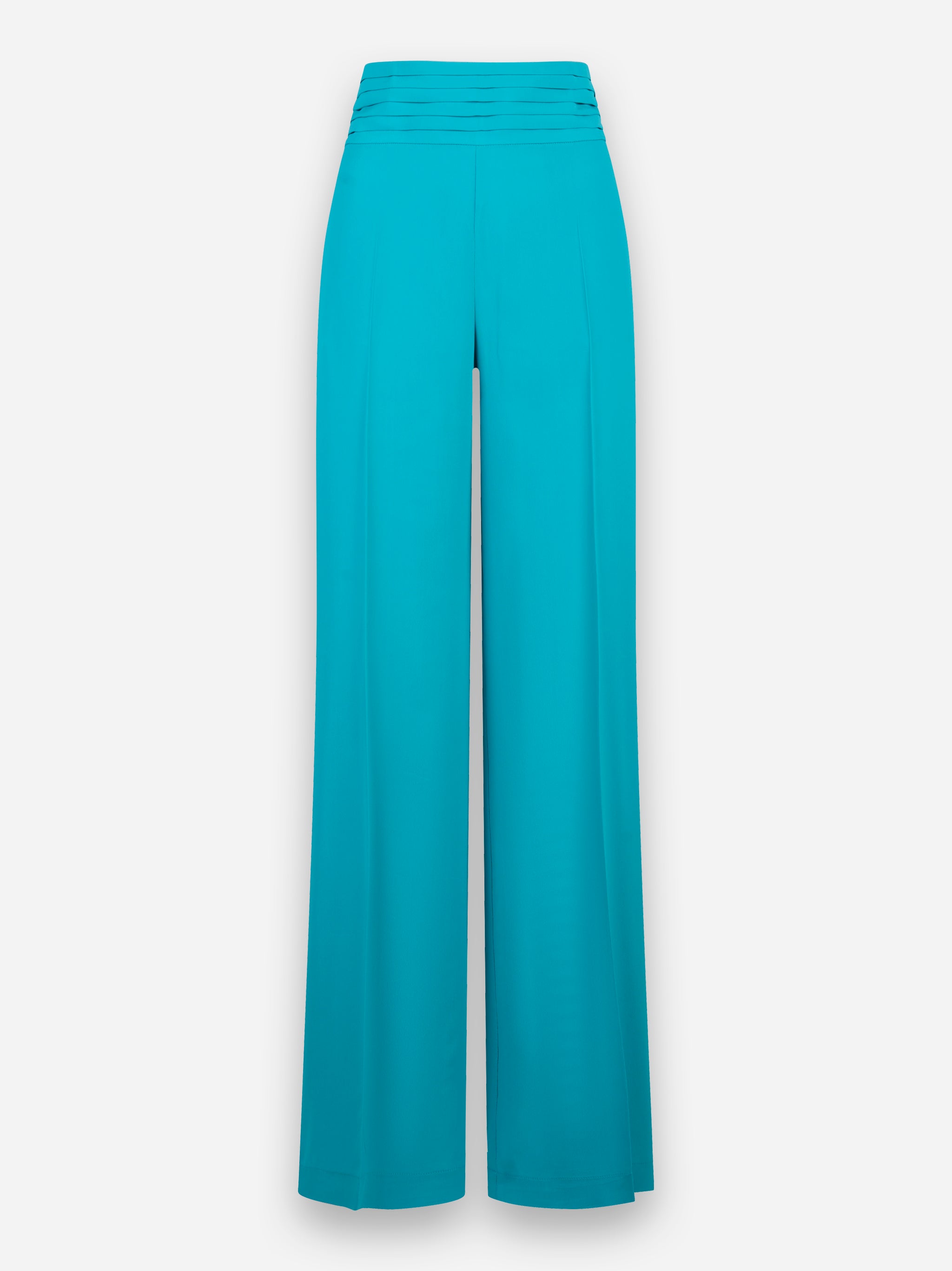 Pantalone vita alta con cintura smoking Turchese