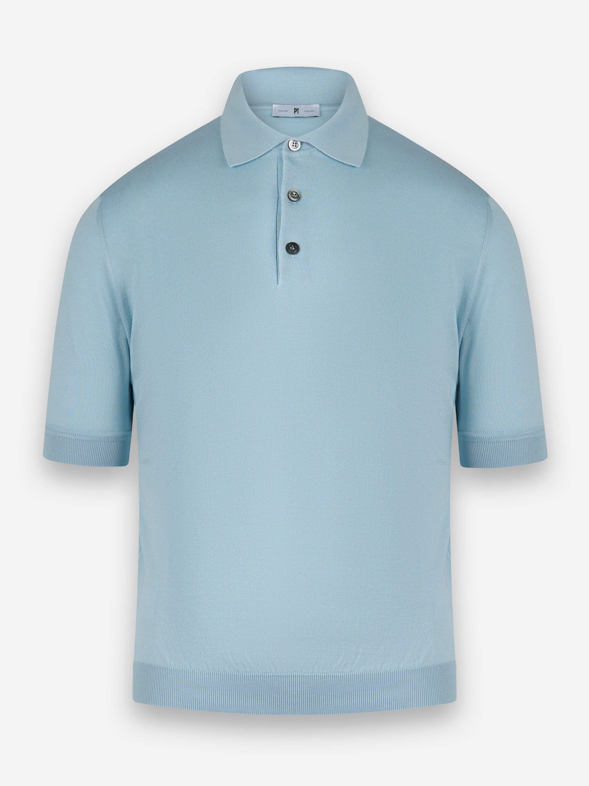 Polo bottoni manica corta finezza 18 Azzurro