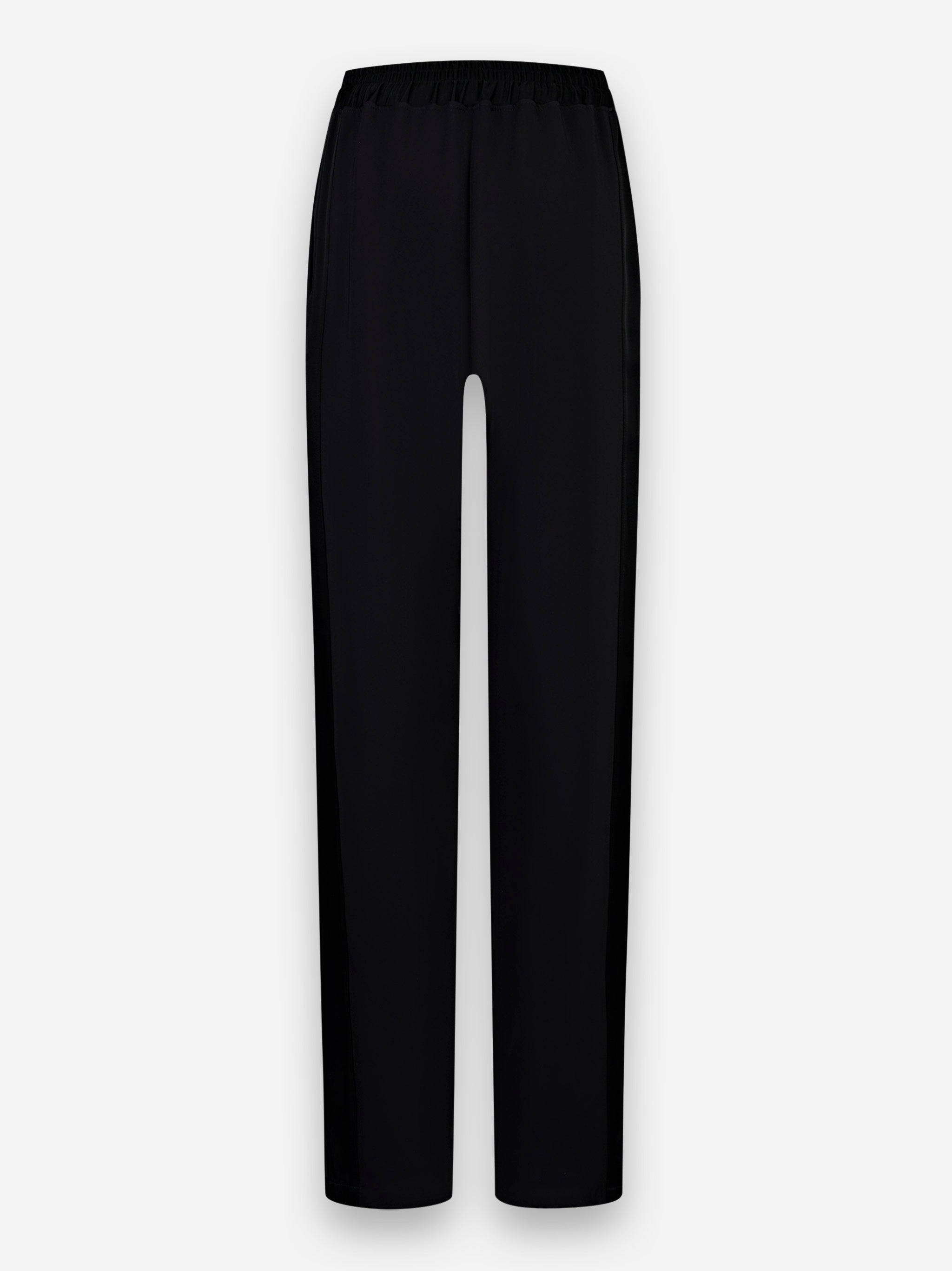 Pantaloni smoking in crepe con bande in raso Nero