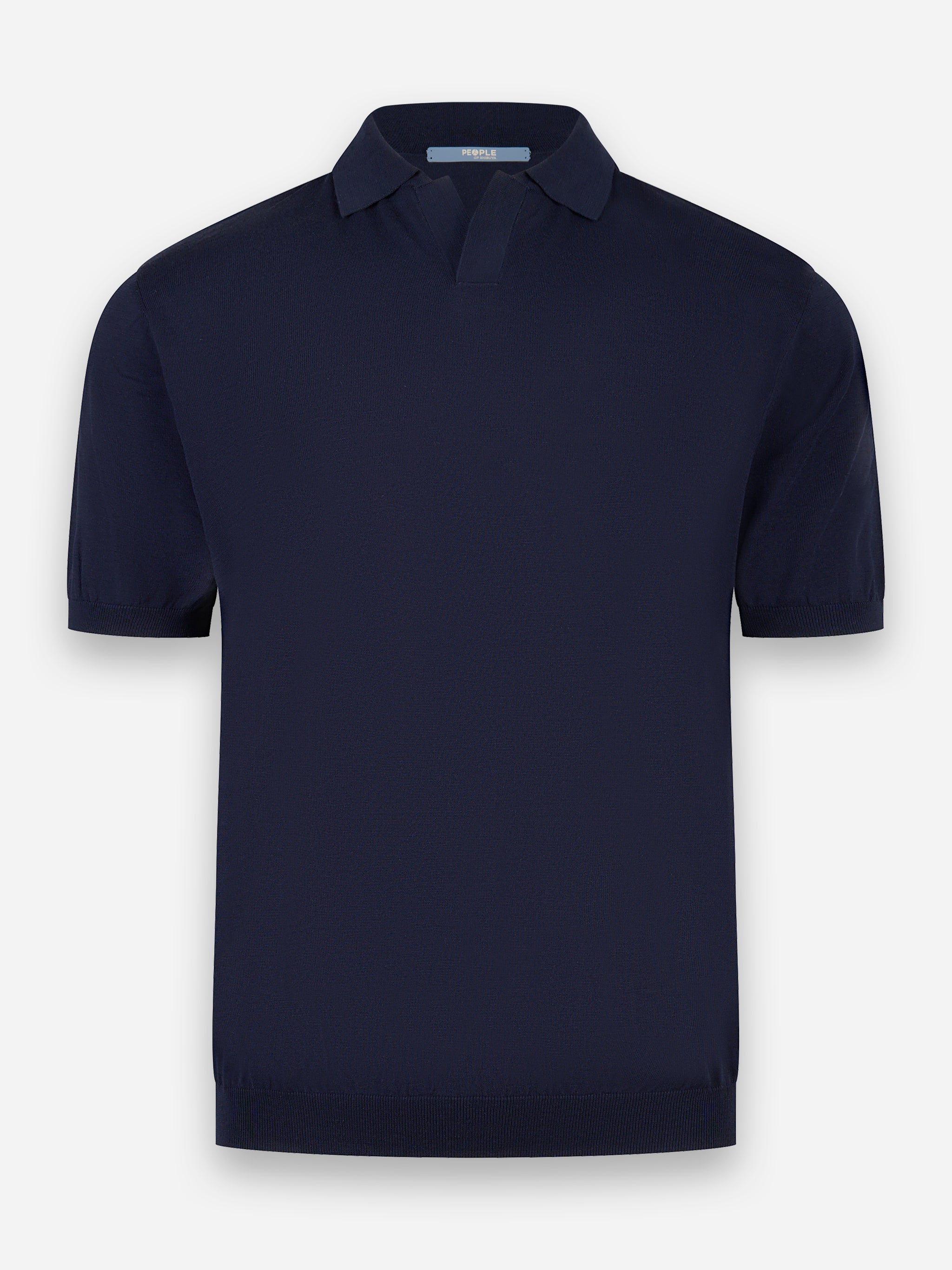 Polo Nosaka in cotone e lino Blu