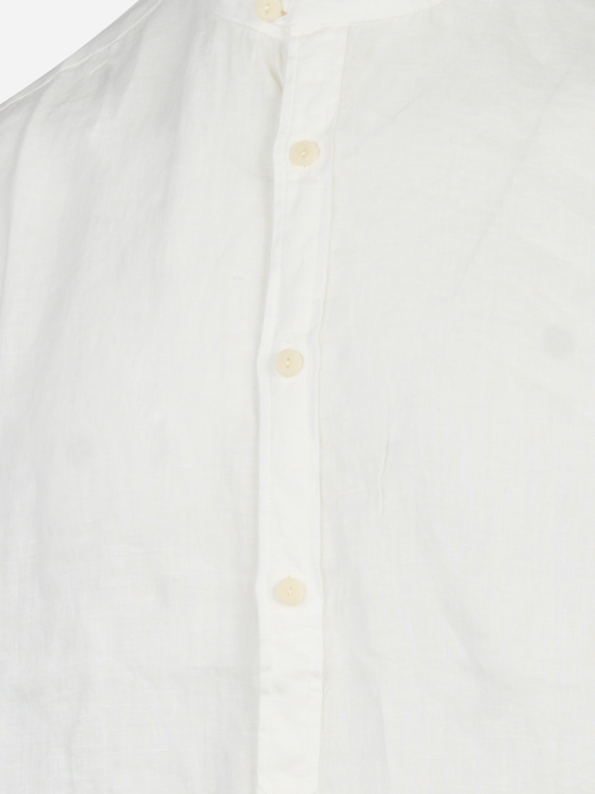 Camicia Naxos con collo coreano in lino Bianco