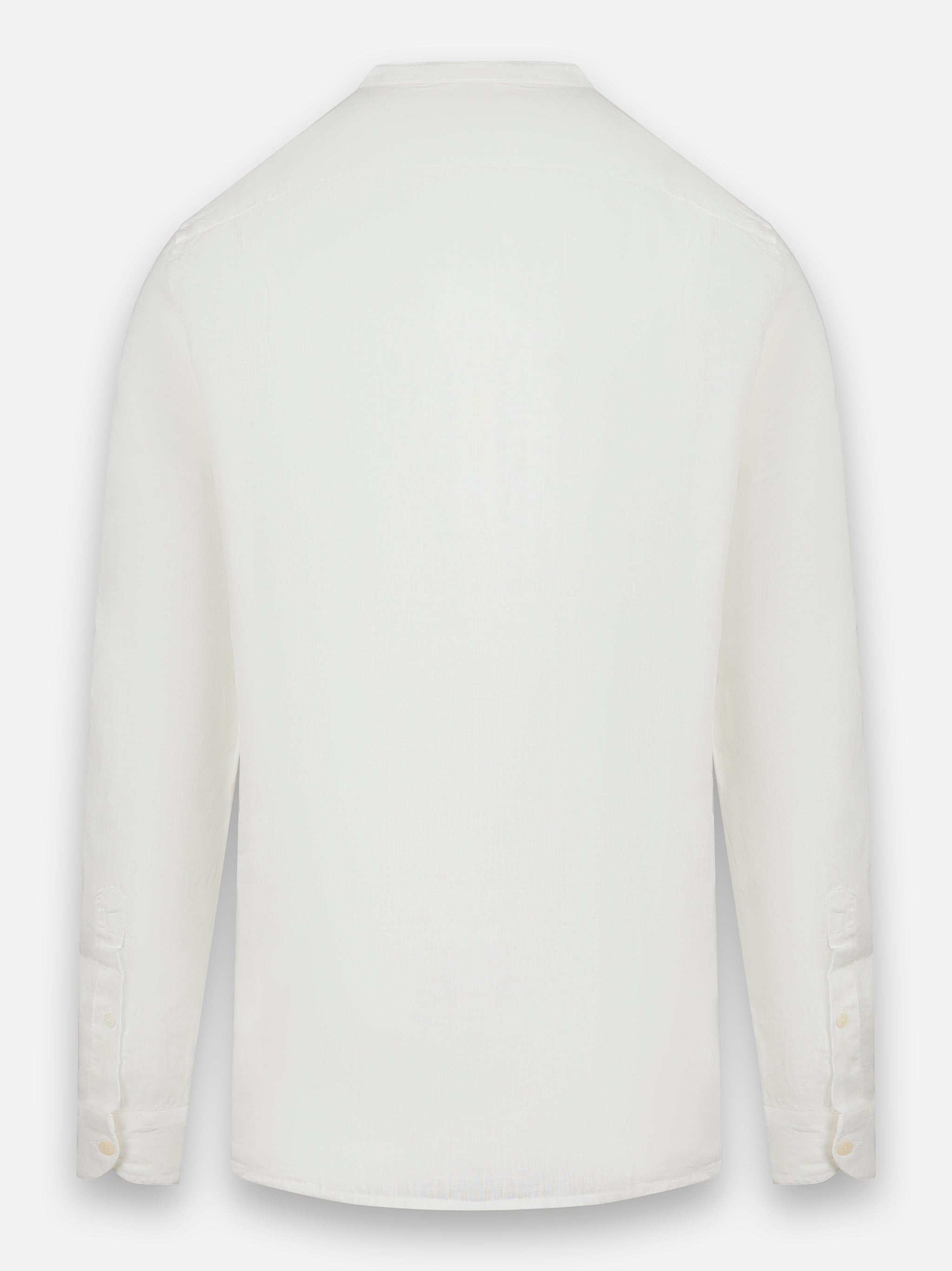 Camicia Naxos con collo coreano in lino Bianco