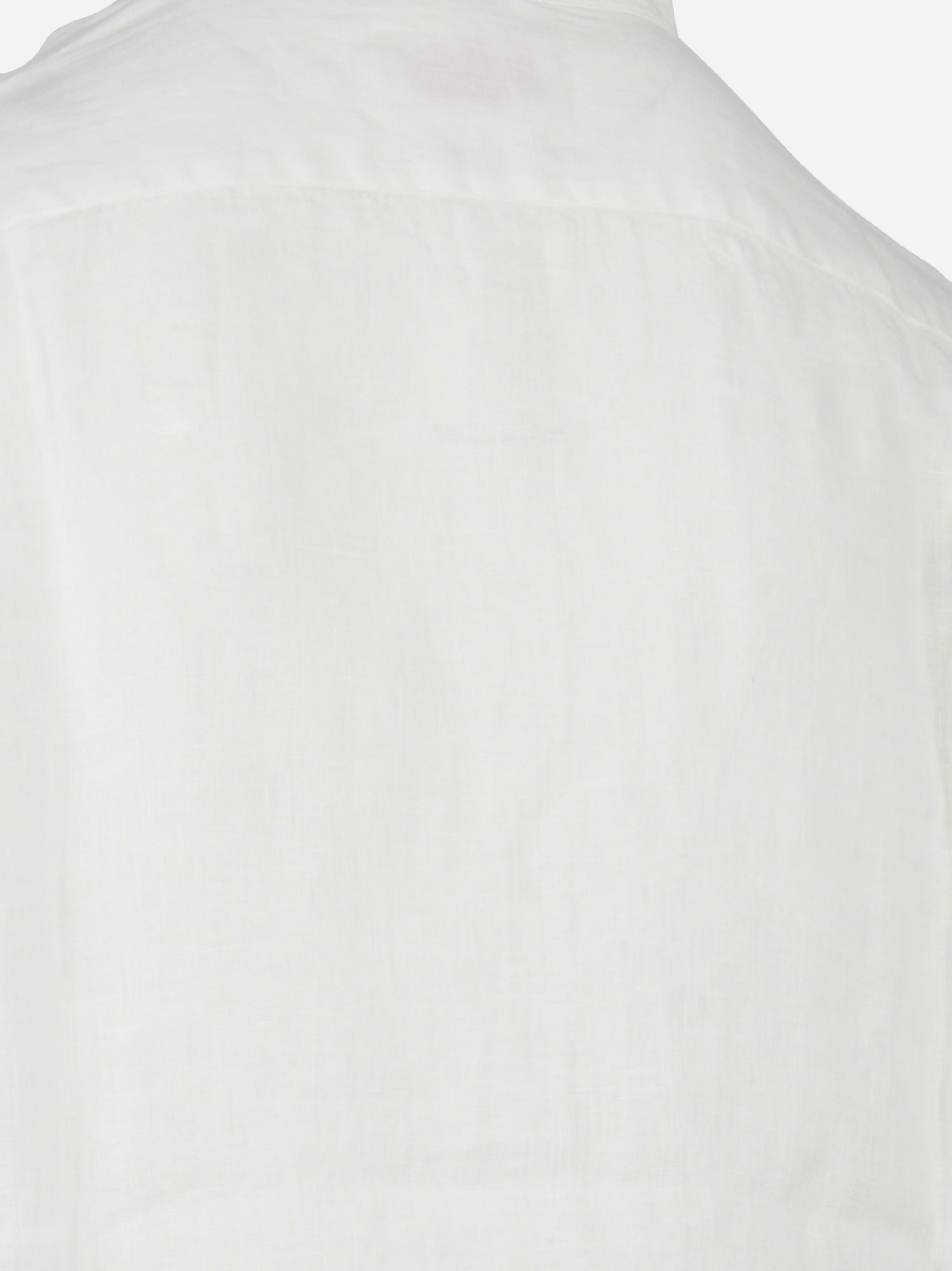 Camicia Naxos con collo coreano in lino Bianco