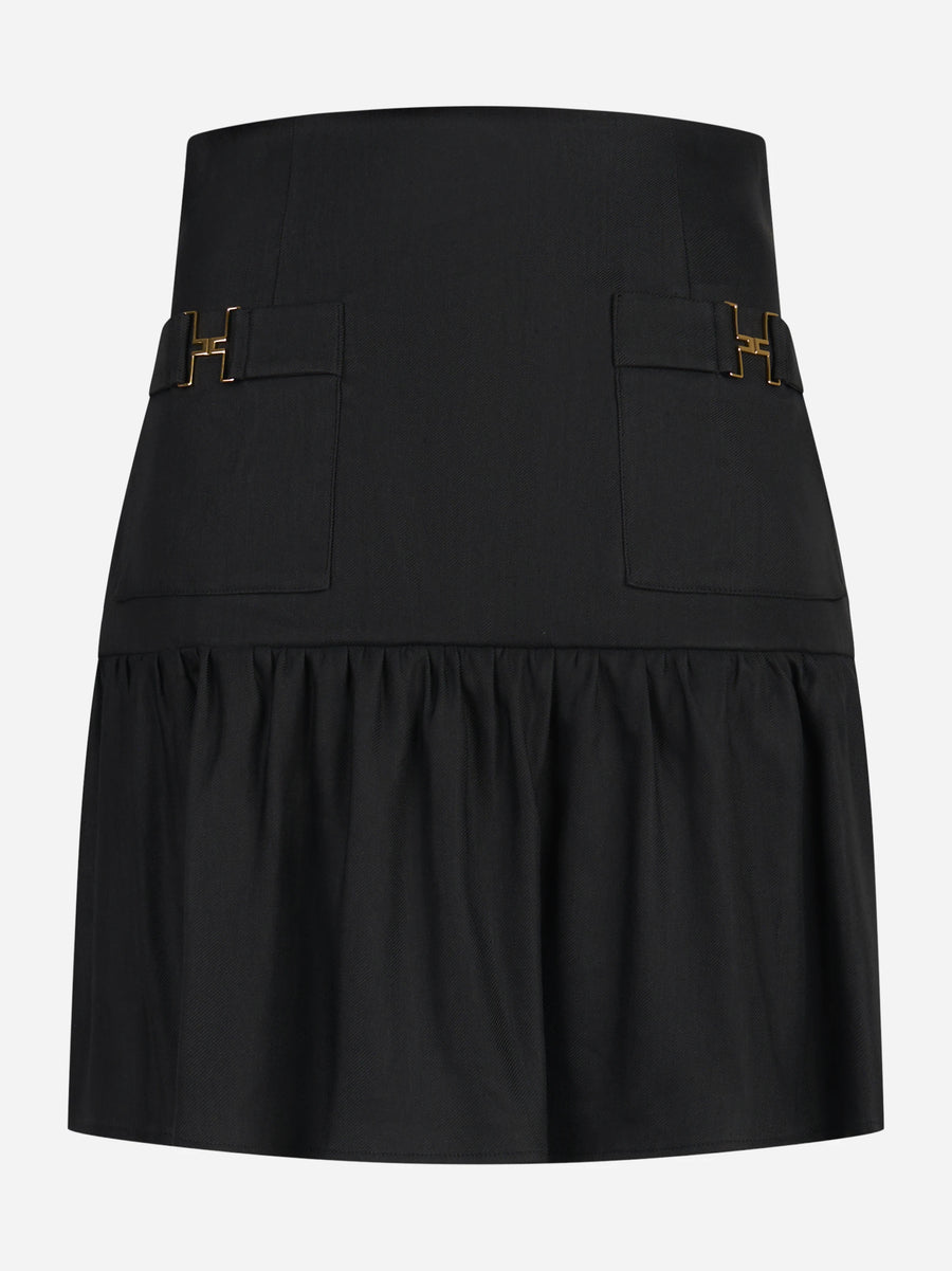 Gonna in misto lino con dettagli gioiello