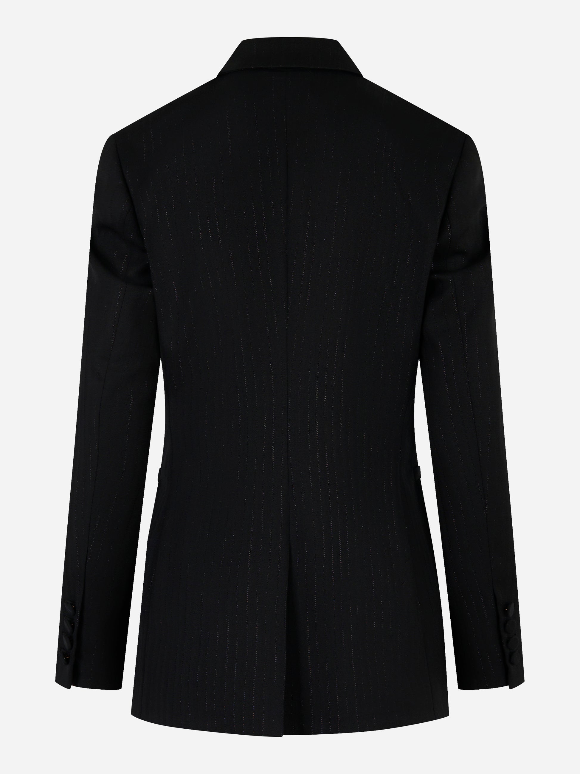 Blazer doppiopetto in lana gessata stretch Nero