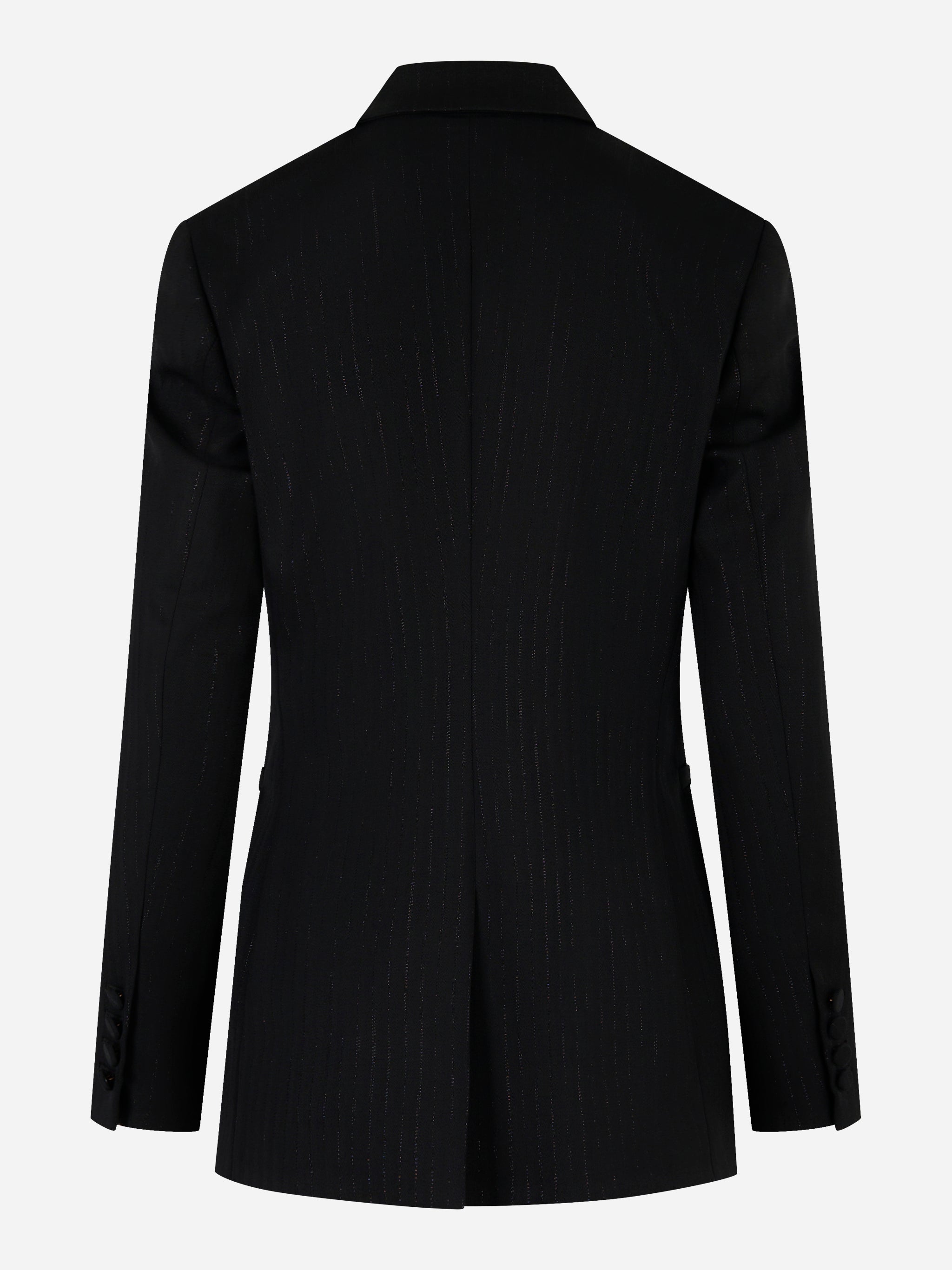 Blazer doppiopetto in lana gessata stretch Nero