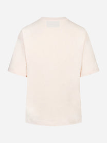 T-shirt girocollo con logo rosa