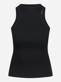 Canotta girocollo slim in costina di cotone nera