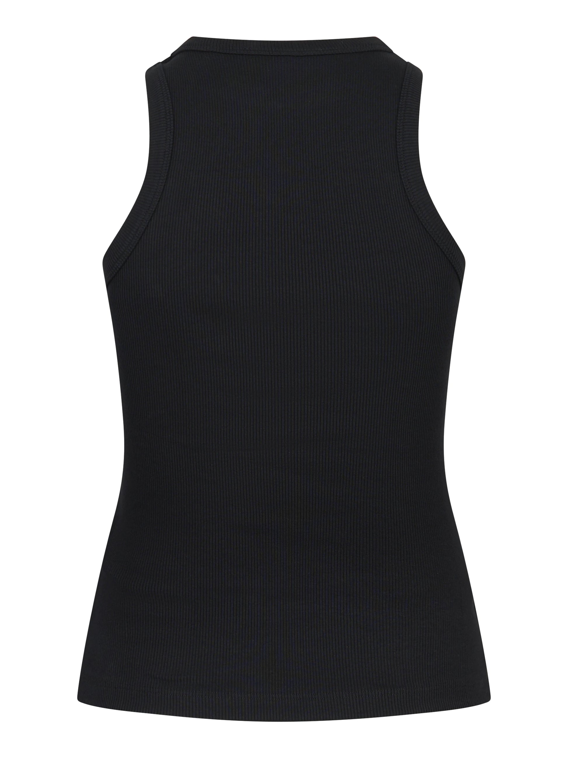 Canotta girocollo slim in costina di cotone nera
