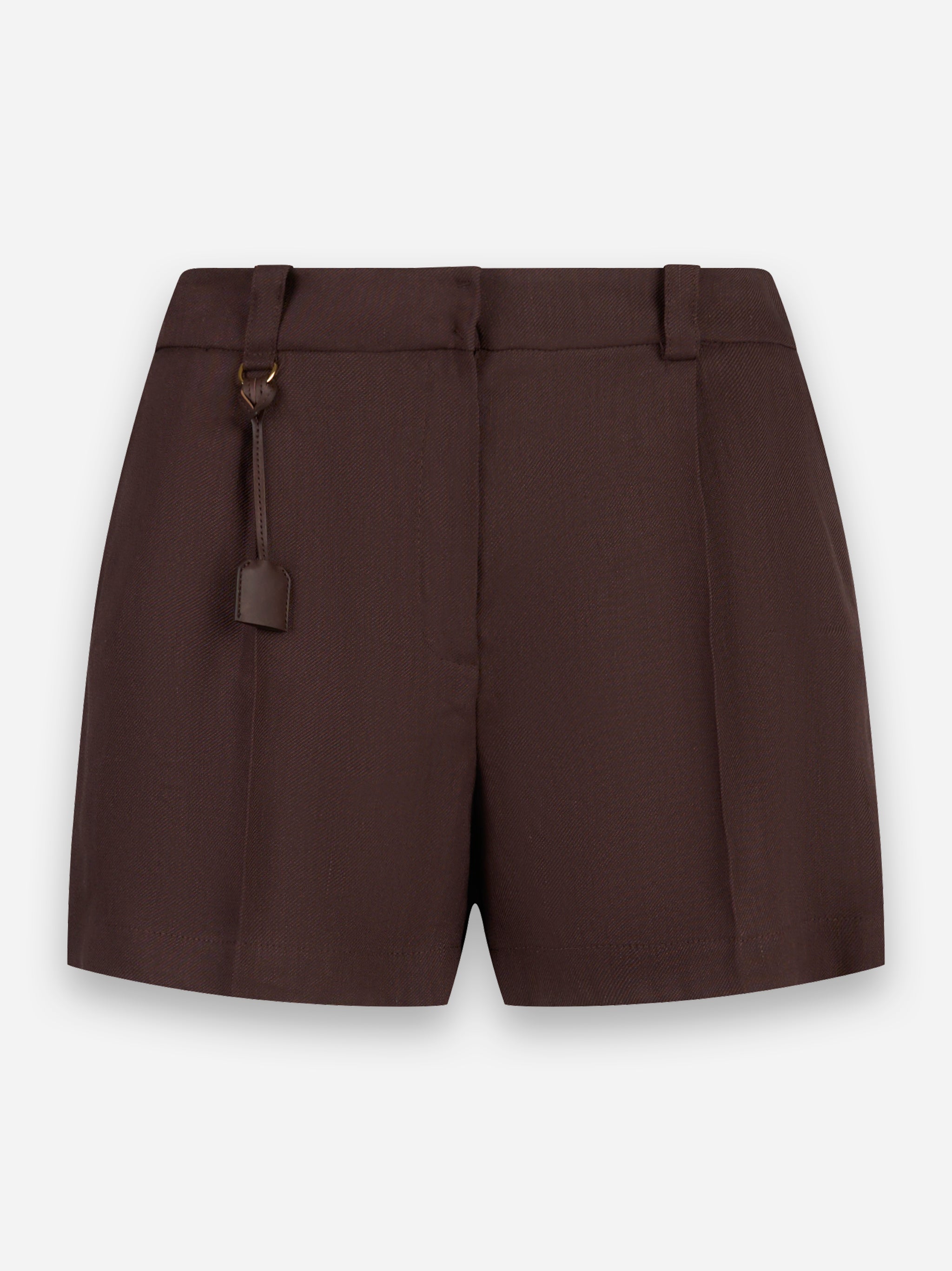 Shorts in gabardina di misto lino Marrone