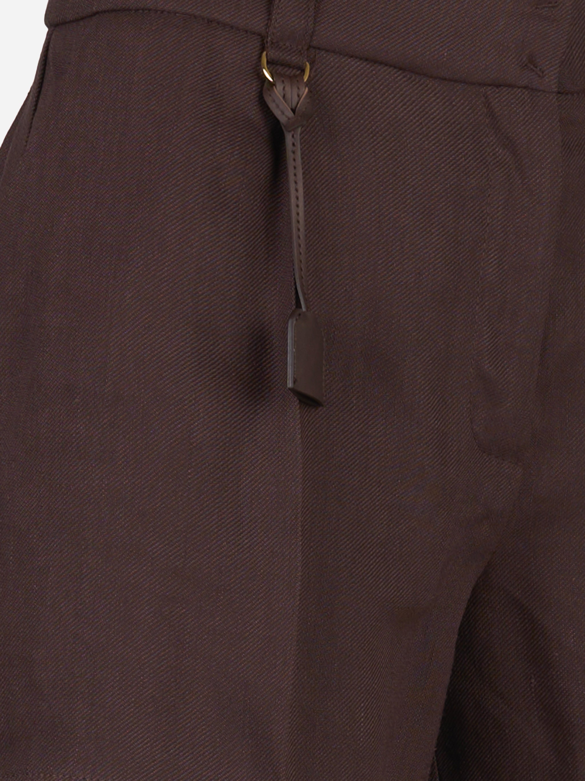 Shorts in gabardina di misto lino Marrone