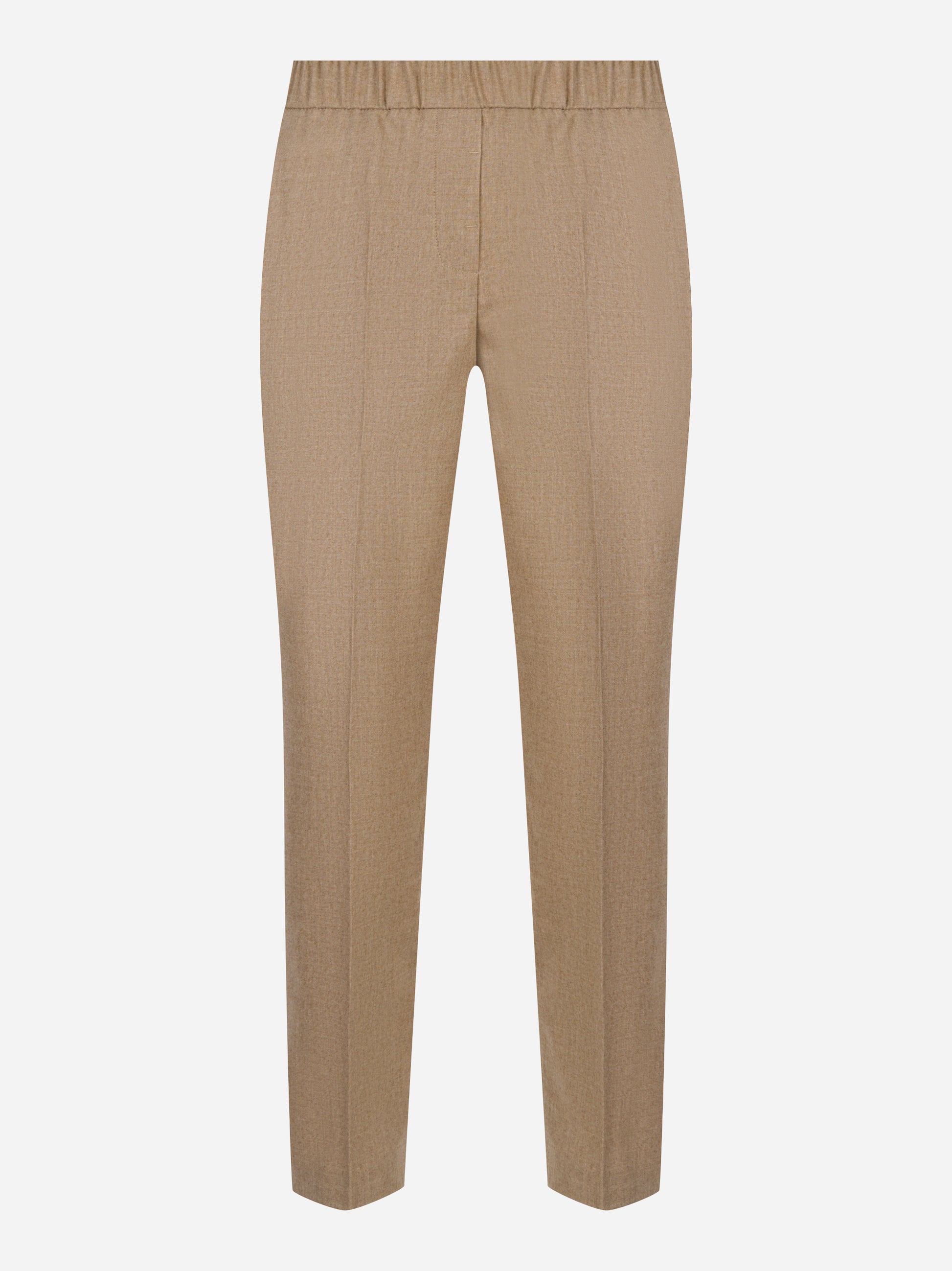 Pantalone con elastico flanella di lana e cashmere stretch Beige