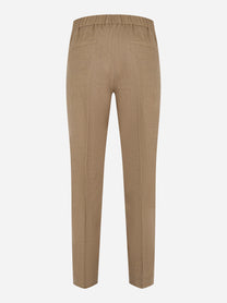 Pantalone con elastico flanella di lana e cashmere stretch Beige