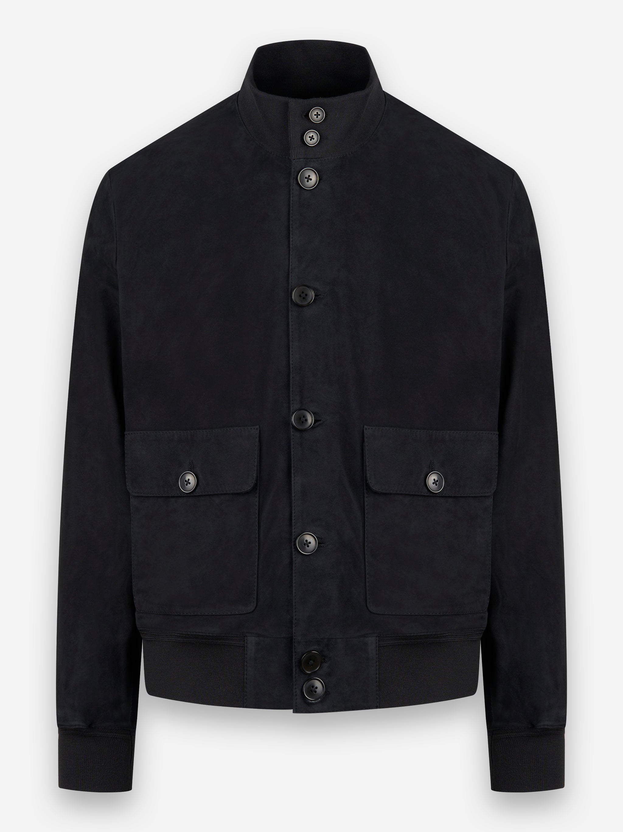 Bomber con bottoni in suede Blu