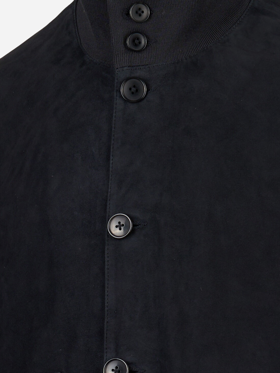 Bomber con bottoni in suede Blu