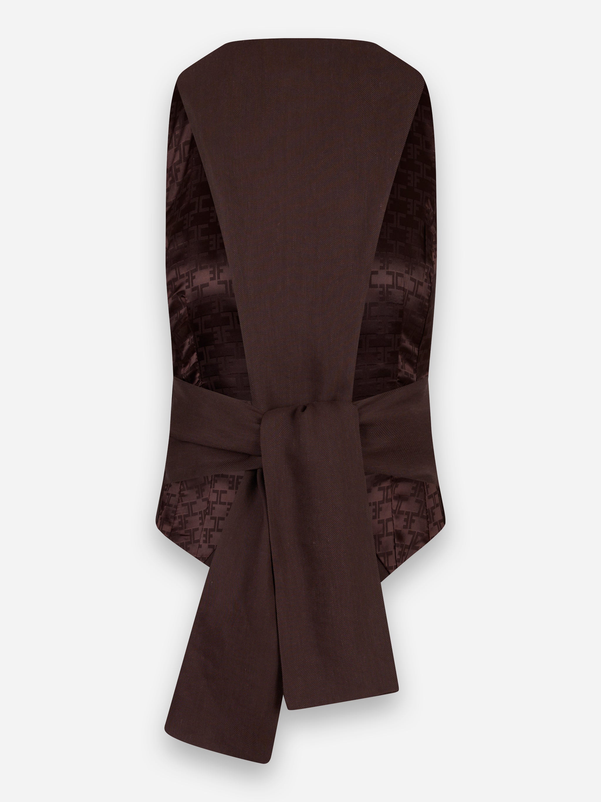 Gilet in gabardina di misto lino Marrone