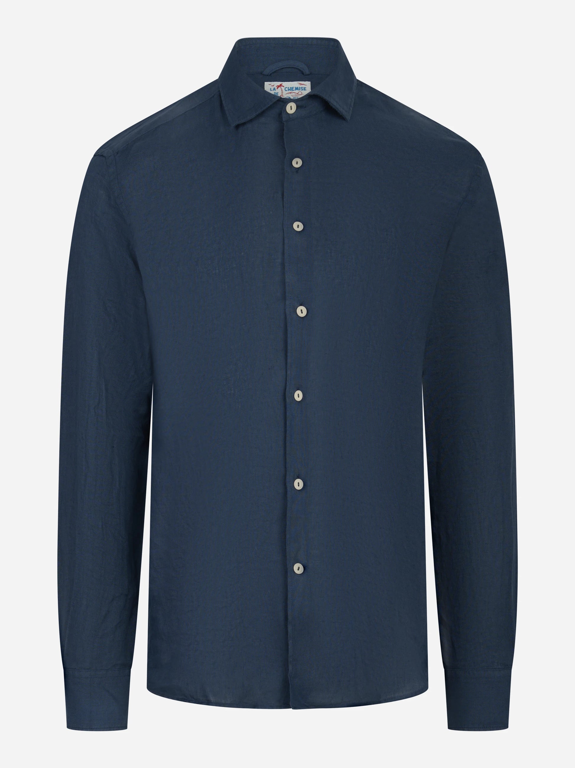 Camicia manica lunga Pamplona in lino blu