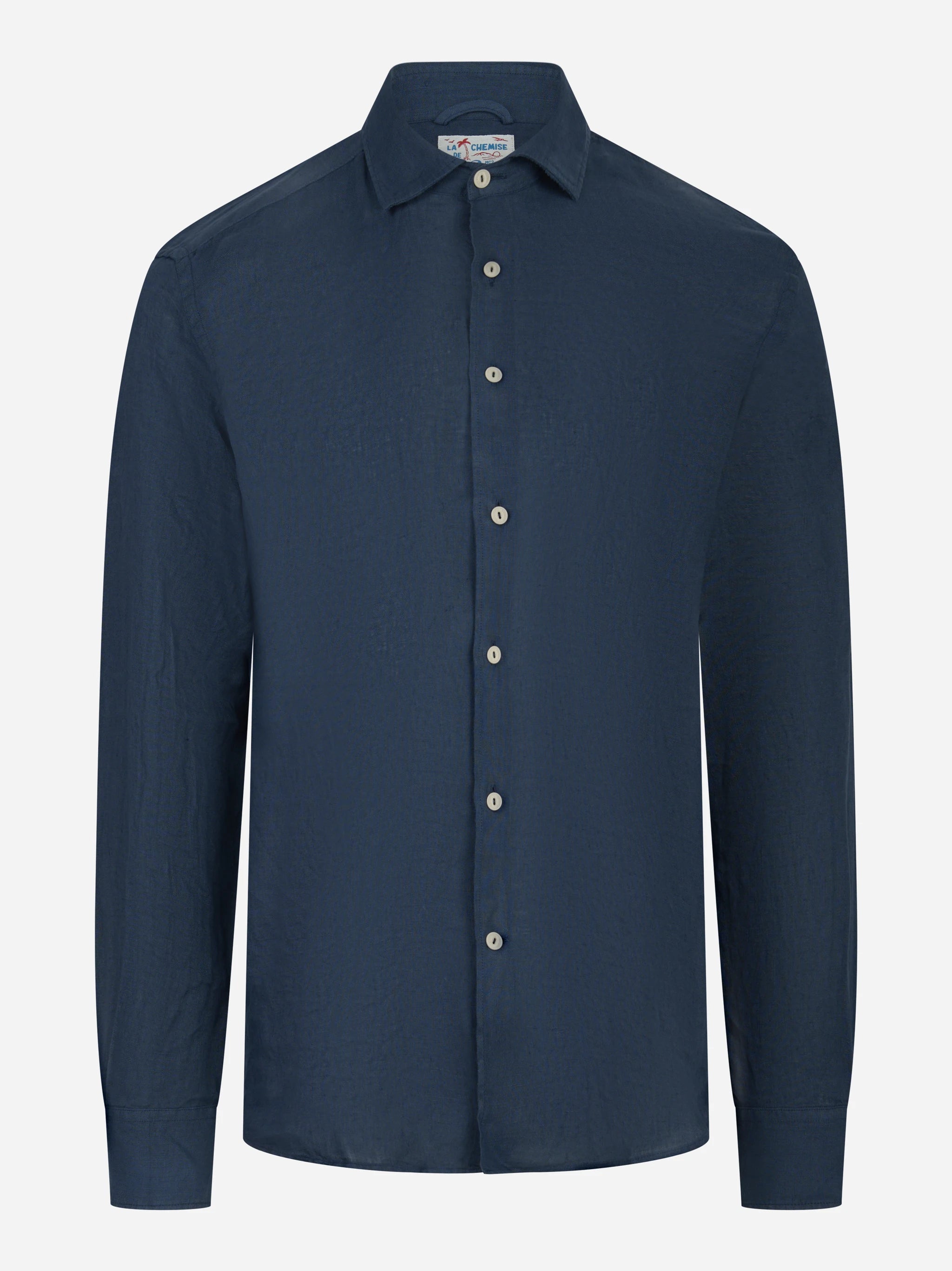 Camicia manica lunga Pamplona in lino blu