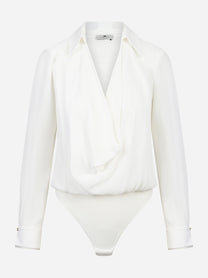 Body in georgette di viscosa bianco