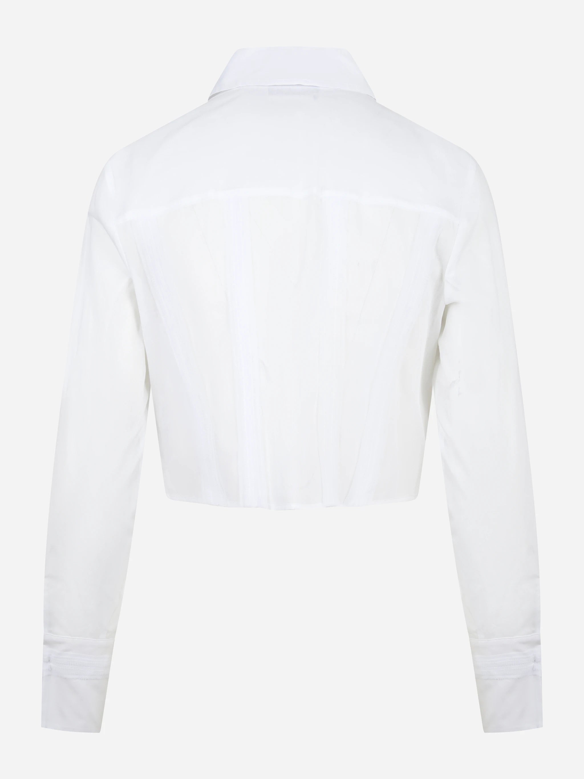 Camicia in cotone bianco con patte e ricami