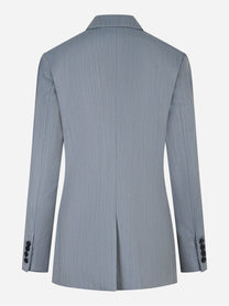 Blazer monopetto in lana malfilè Azzurro