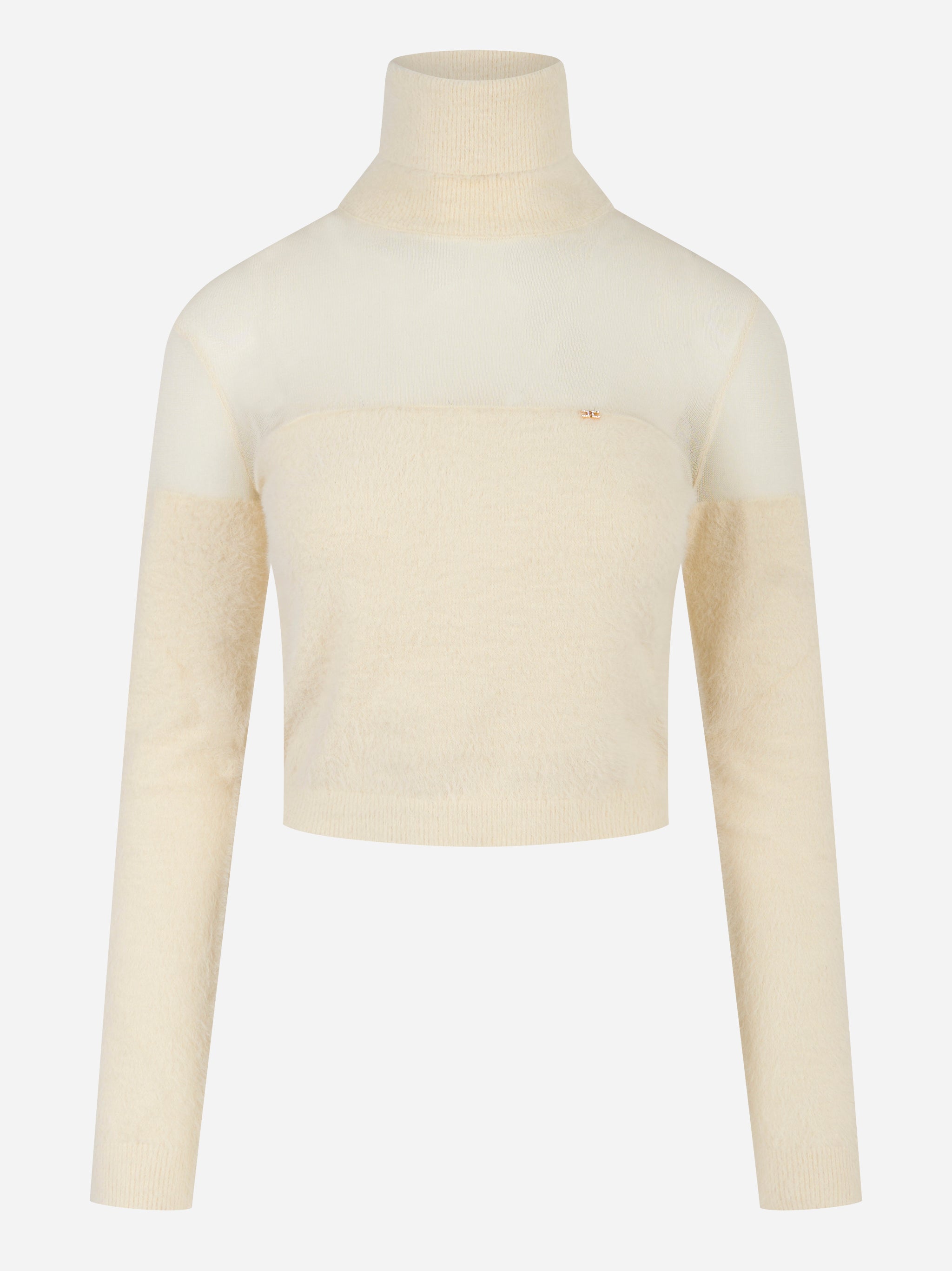 Dolcevita in maglia con logo gioiello Bianco