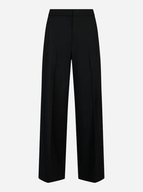Pantalone in fresco lana stretch con elastico in vita Nero