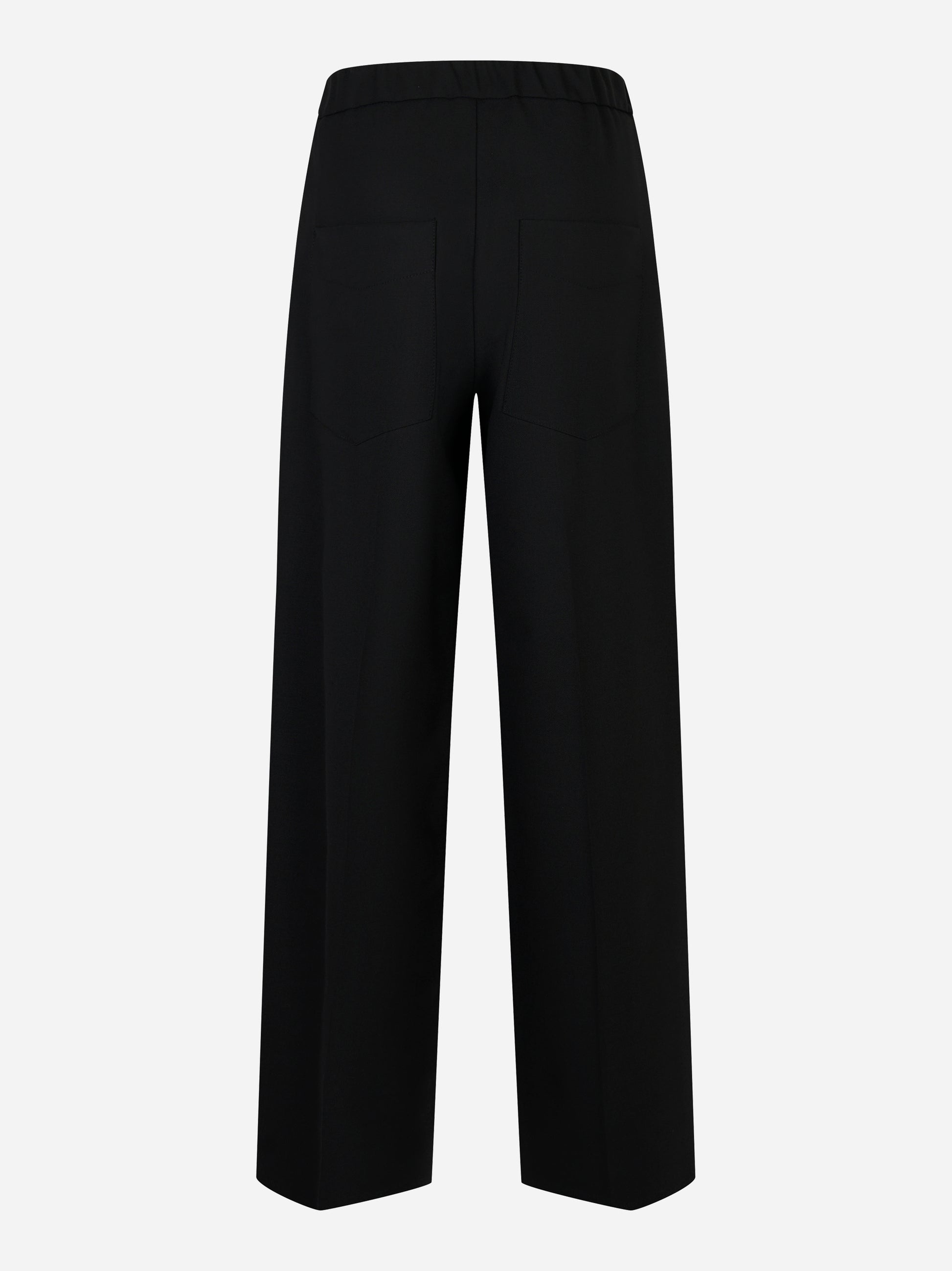 Pantalone in fresco lana stretch con elastico in vita Nero