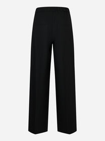Pantalone in fresco lana stretch con elastico in vita Nero