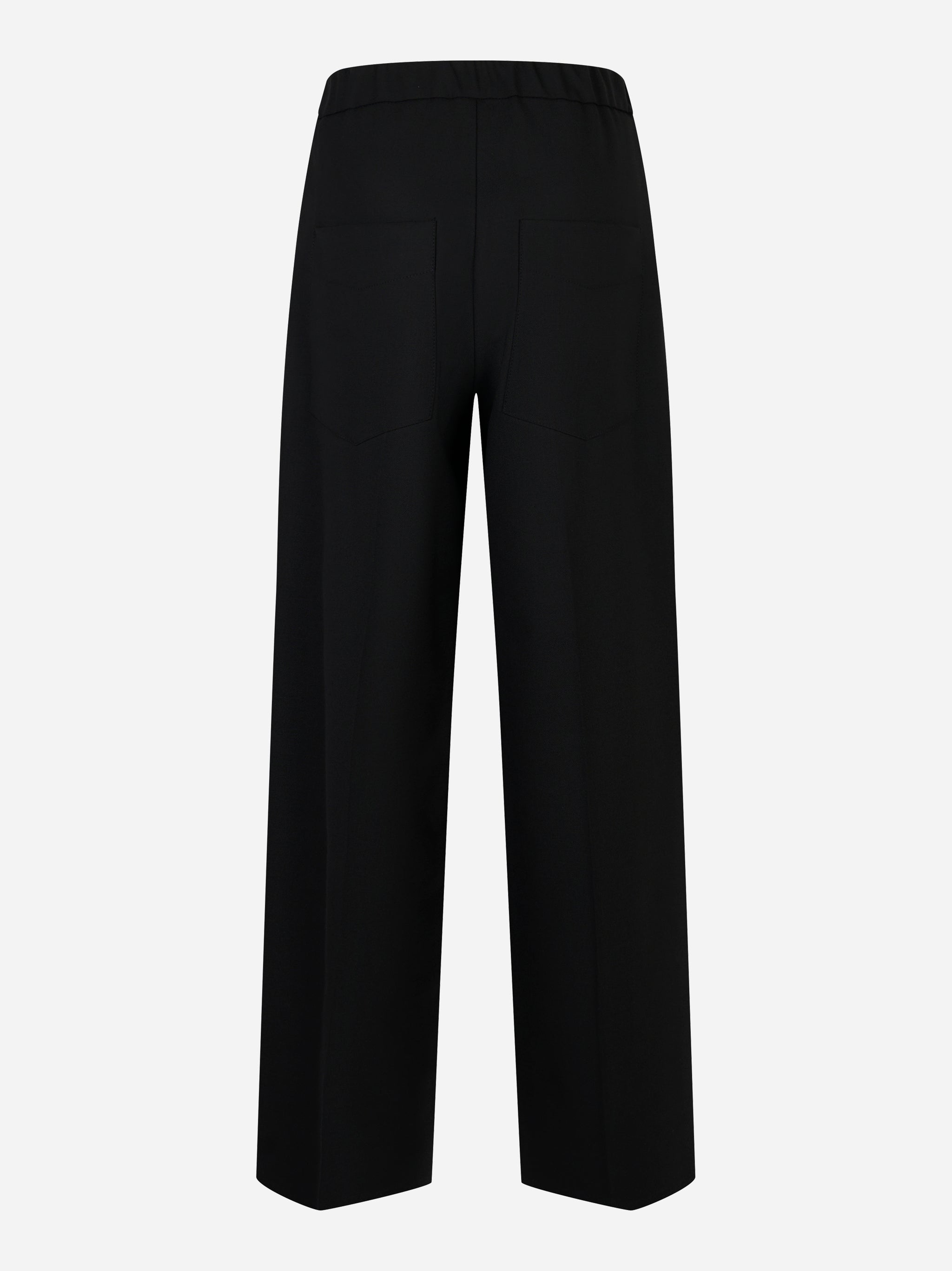 Pantalone in fresco lana stretch con elastico in vita Nero