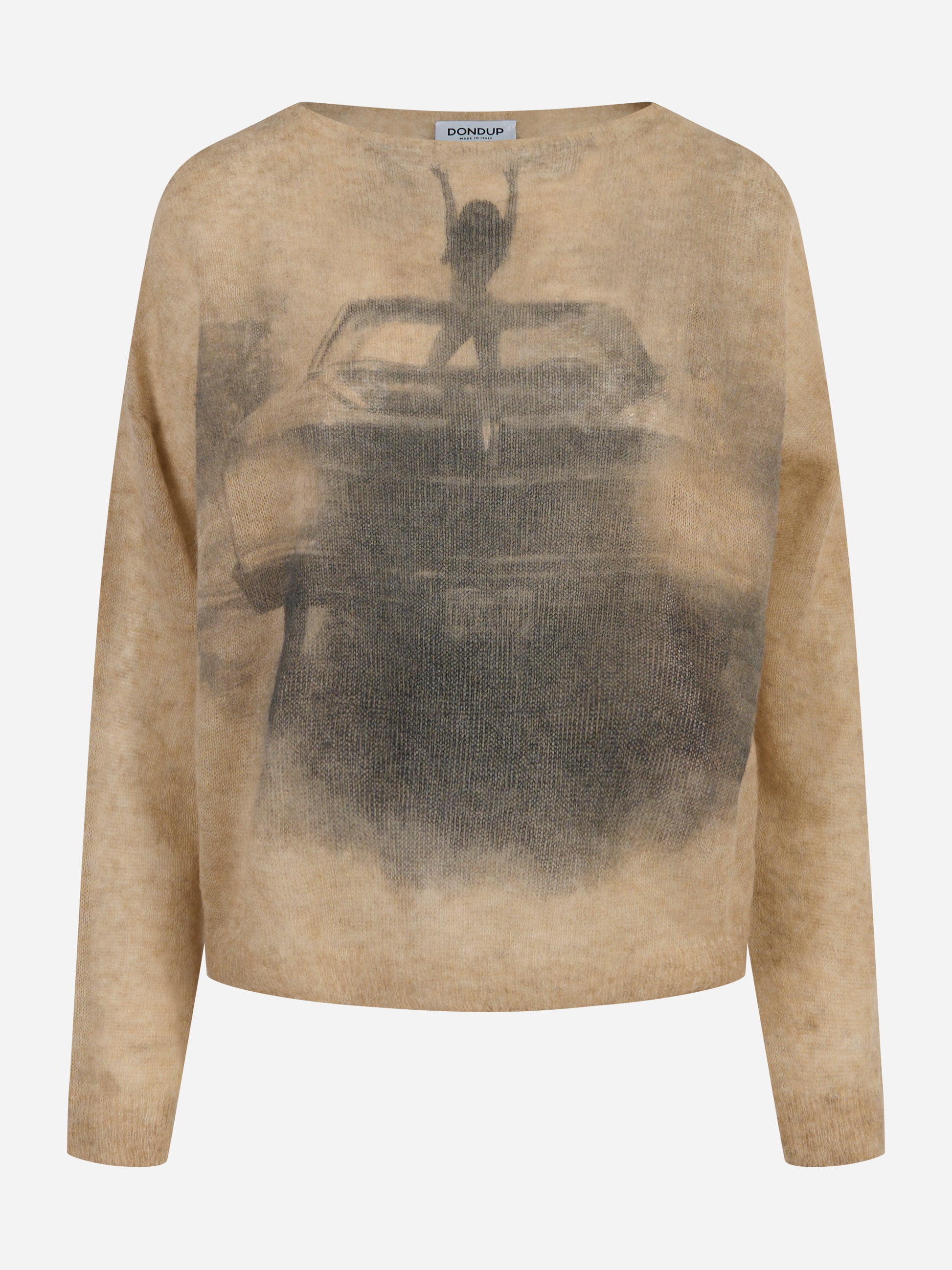 Maglia girocollo over in alpaca Beige